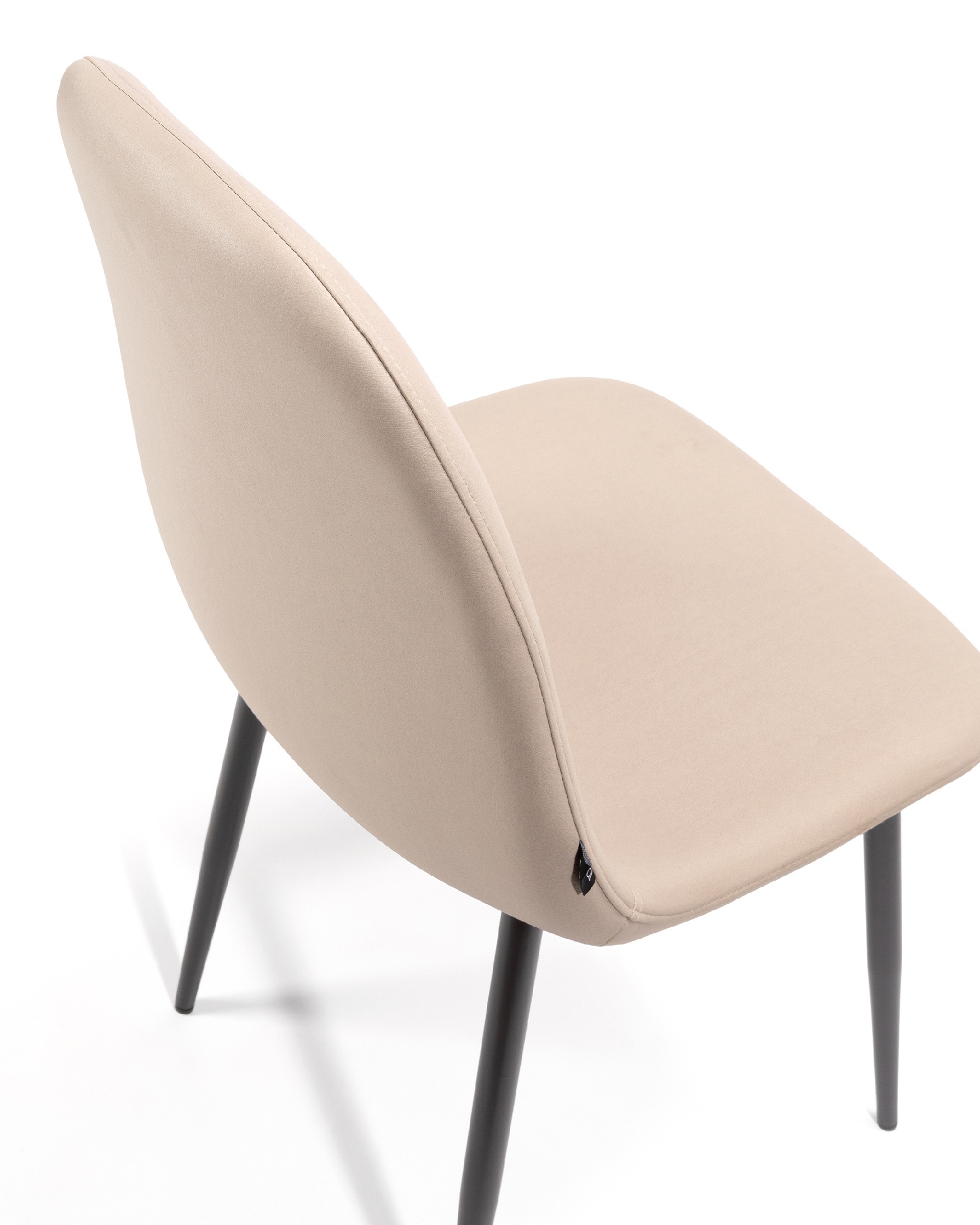 Oporto chair with beige upholstery and black metal legs