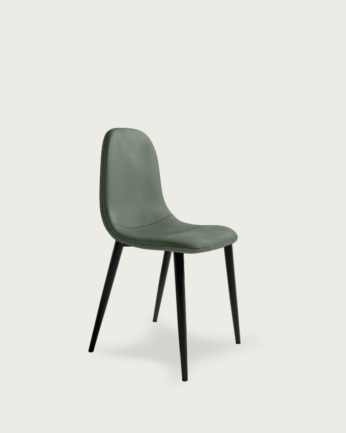 Oporto chair with moss upholstery and black metal legs