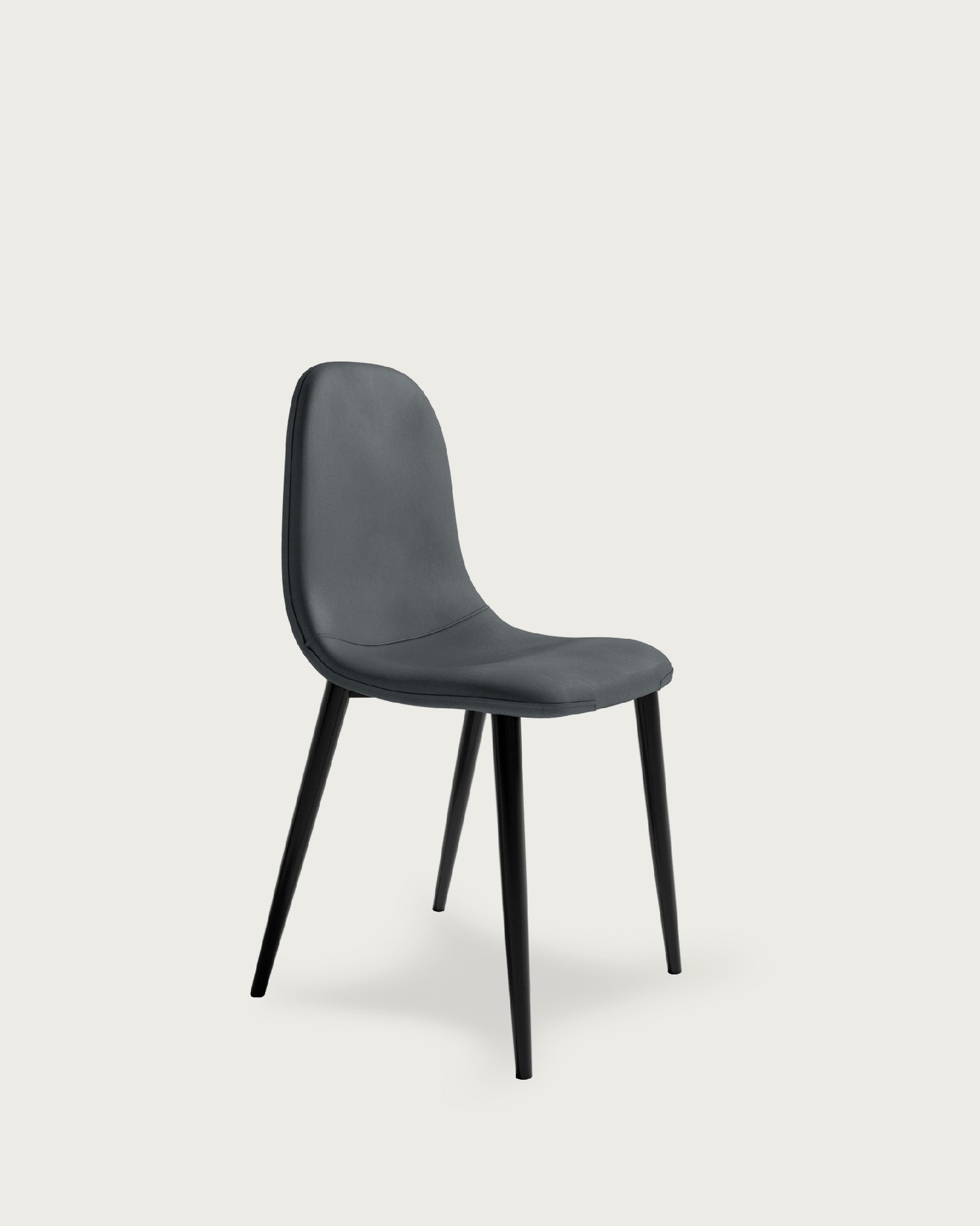 Oporto chair with lead upholstery and black metal legs