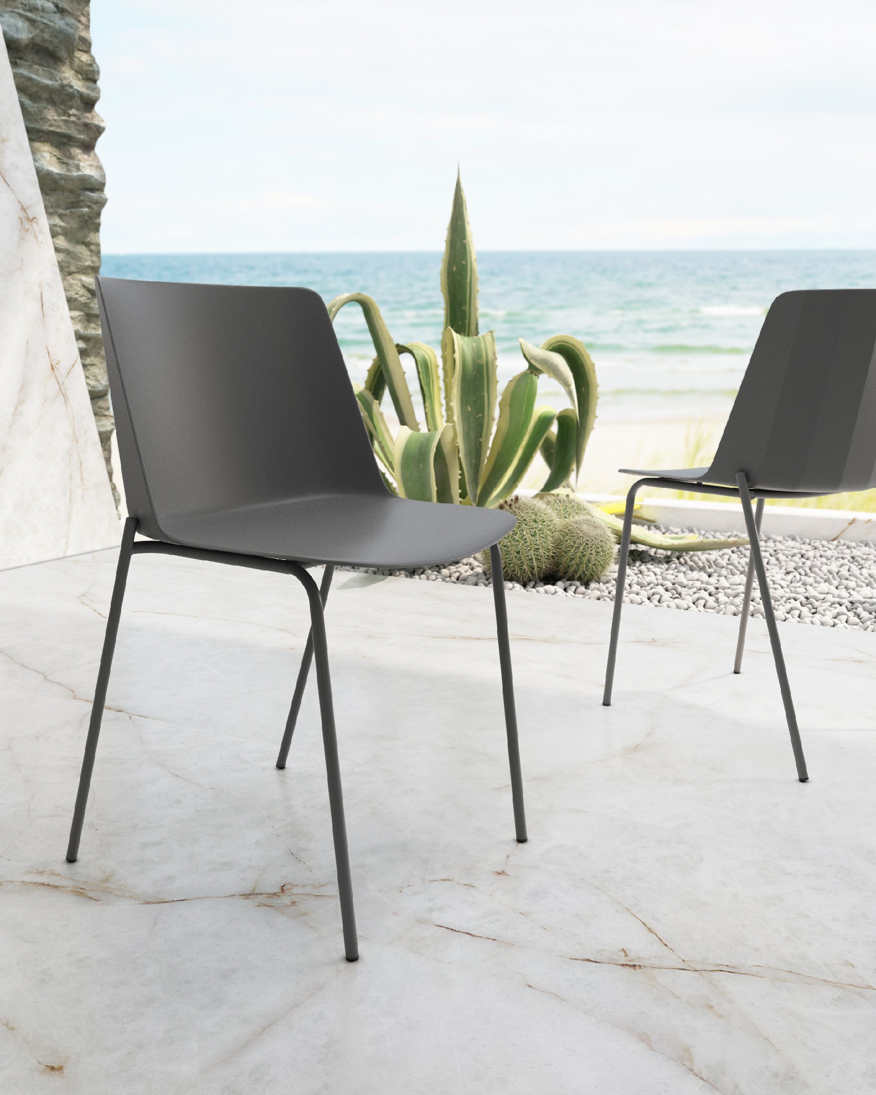 Chaise Orlando en polypropylène graphite