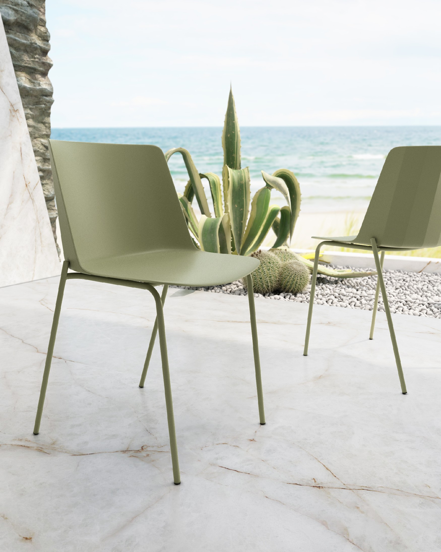 Chaise Orlando en polypropylène vert craie