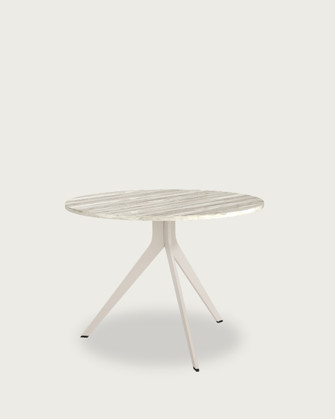 Round Orta table with melamine artic top and ivory metal leg Ø 100 cm