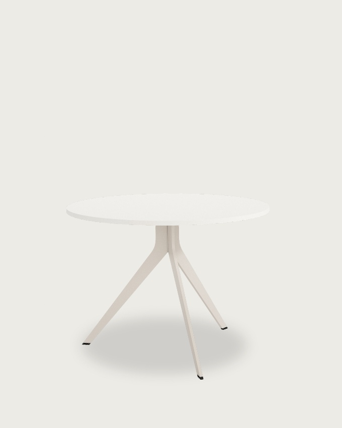 Round Orta table with extra white melamine top and ivory metal leg Ø 100 cm