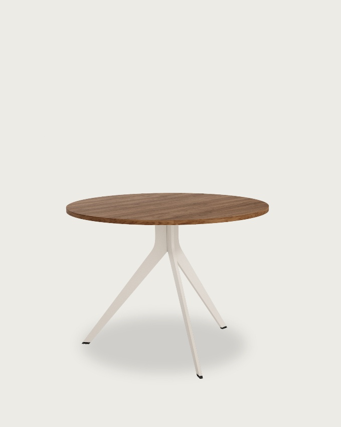 Round Orta table with melamine java top and ivory metal leg Ø 100 cm