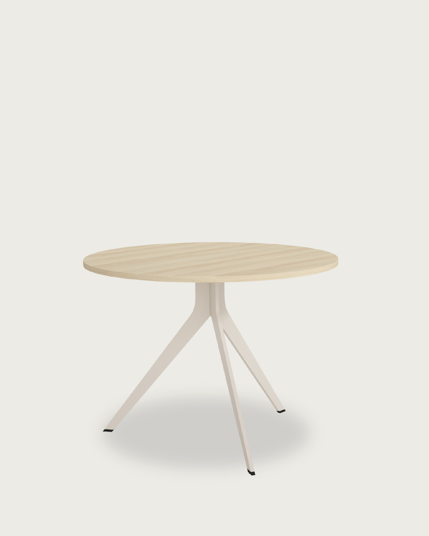 Mesa Orta redonda con sobre de melamina olmo y pata metálica marfil Ø 120 cm