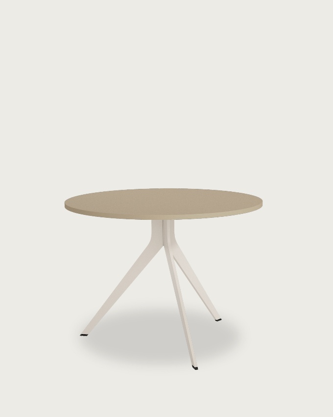 Round Orta table with pearl melamine top and ivory metal leg Ø 100 cm