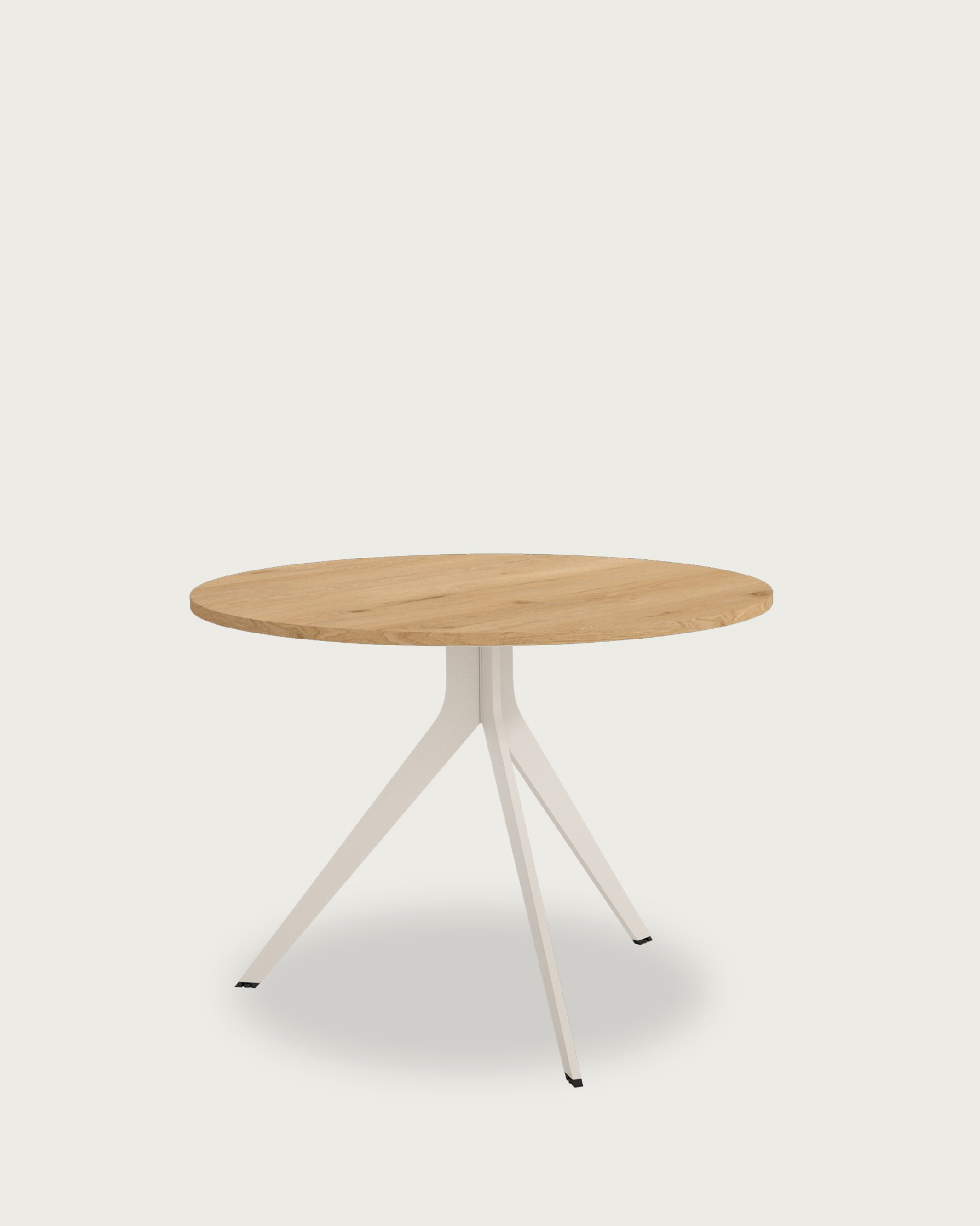 Mesa Orta redonda con sobre de melamina roble y pata metálica marfil Ø 120 cm