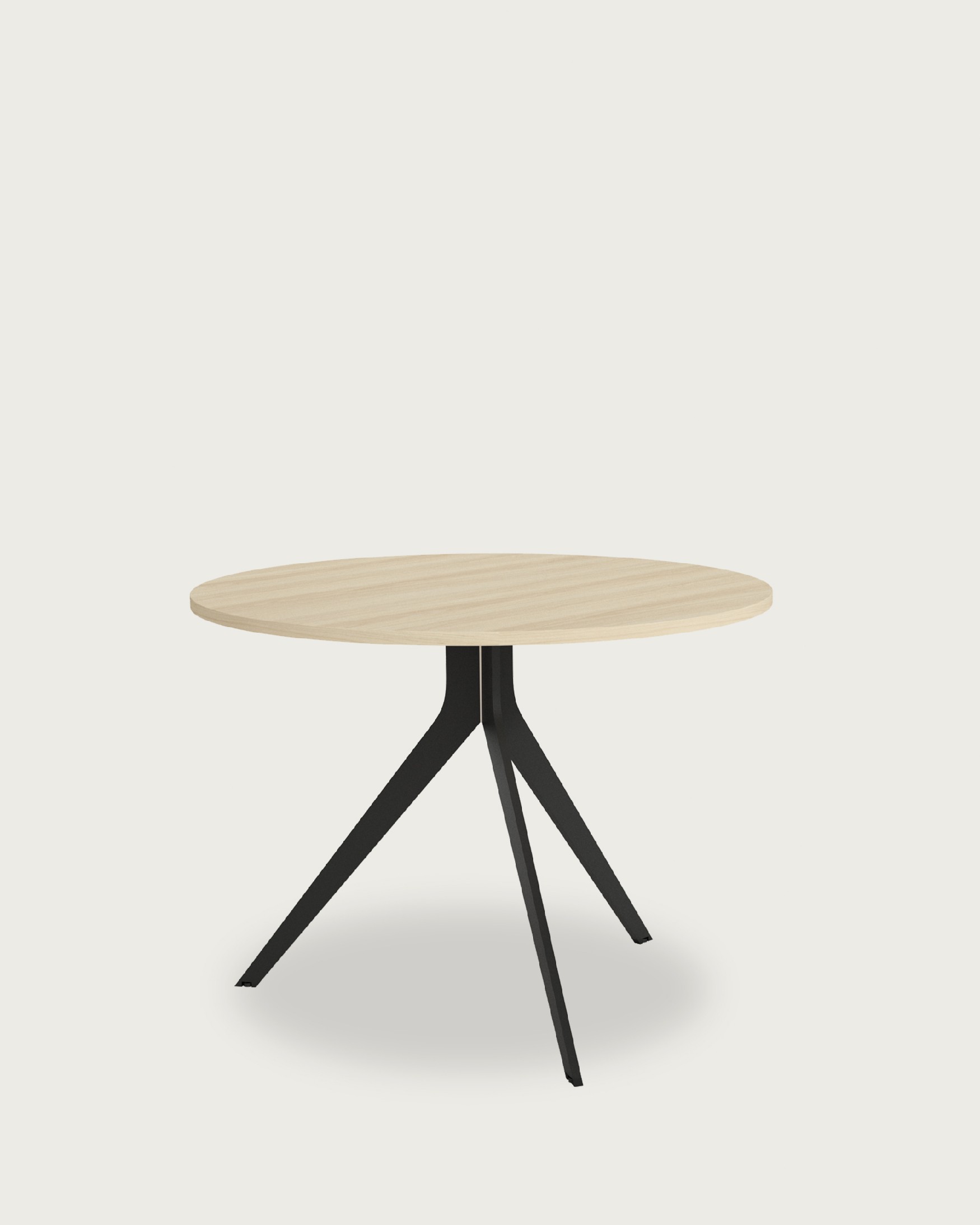 Table ronde Orta avec dessus en mélamine chêne et pied métallique noir Ø 120 cm
