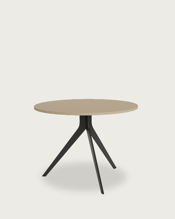 Round Orta table with pearl melamine top and black metal leg Ø 100 cm
