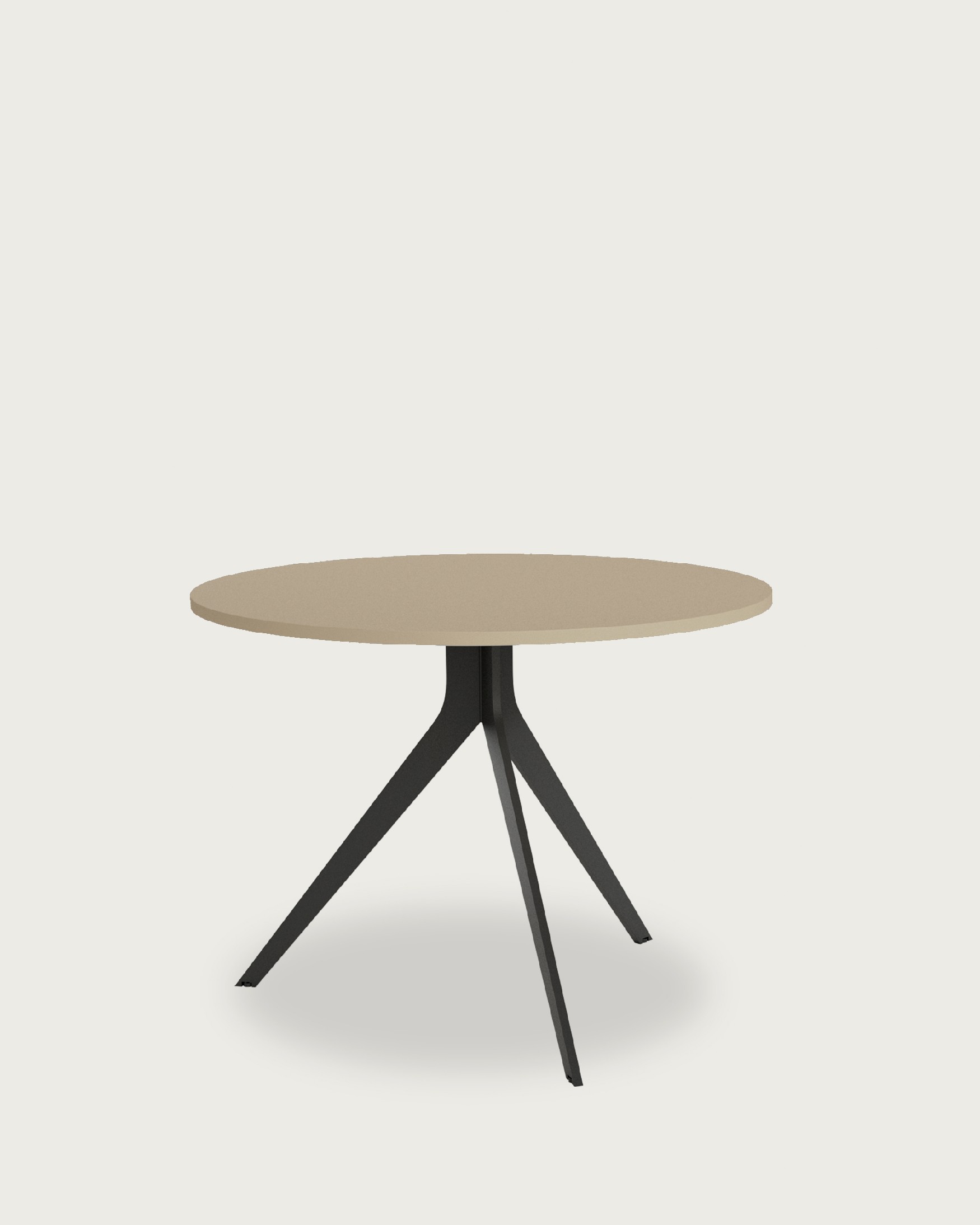 Table ronde Orta avec plateau en mélamine perle et pied métallique noir Ø 120 cm