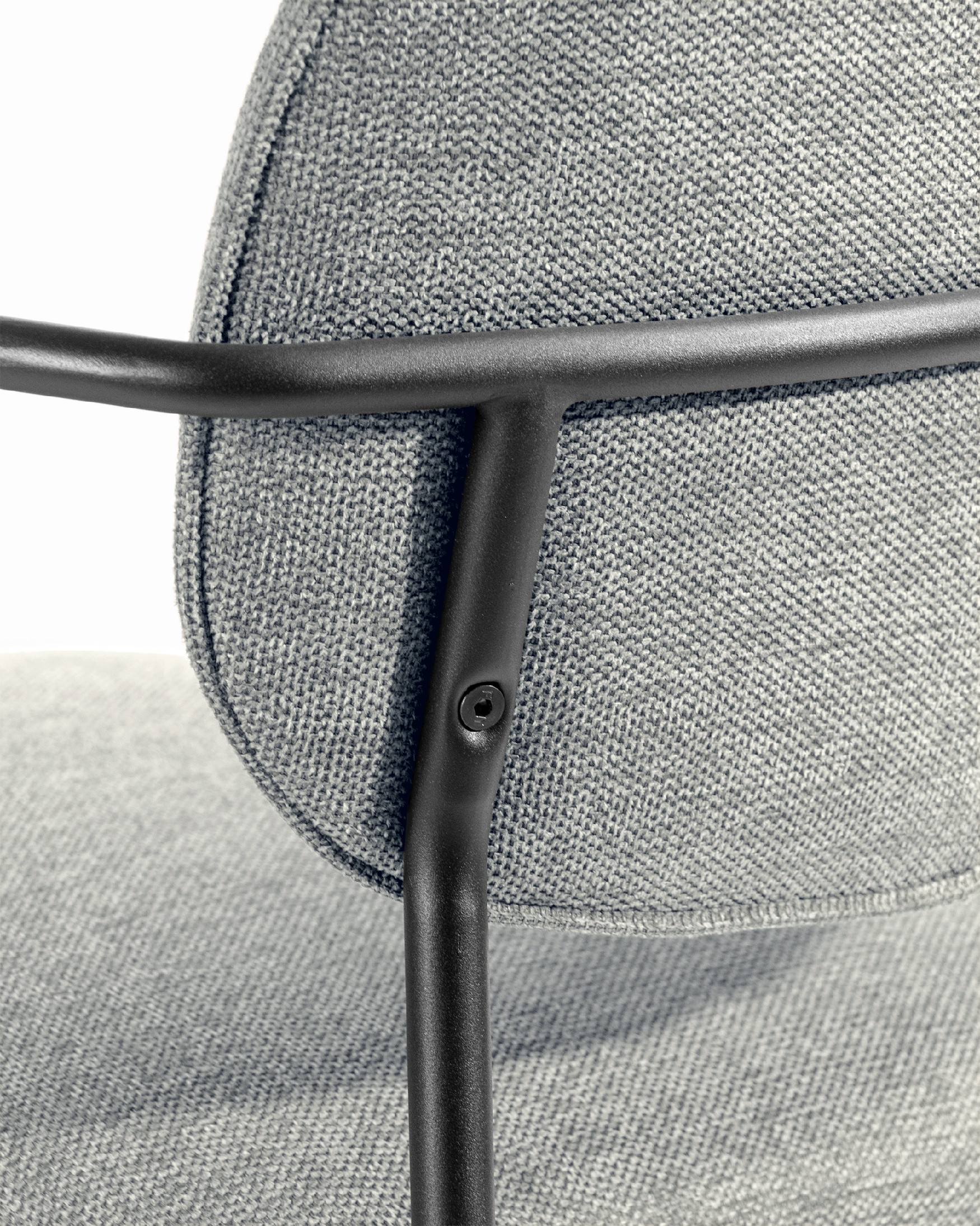 Osaka chair with gray upholstery and black metal legs