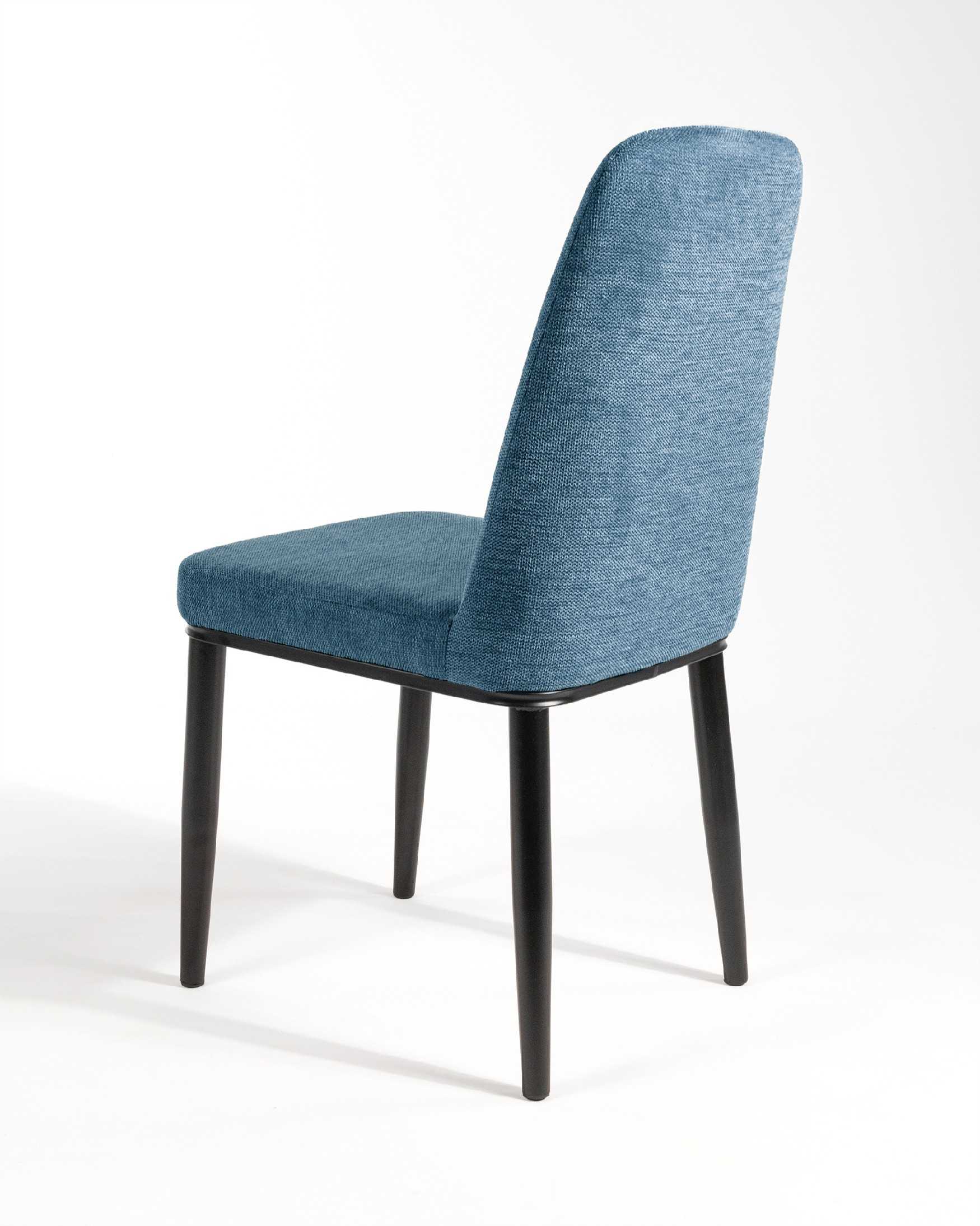 Oslo chair with blue upholstery and black legs