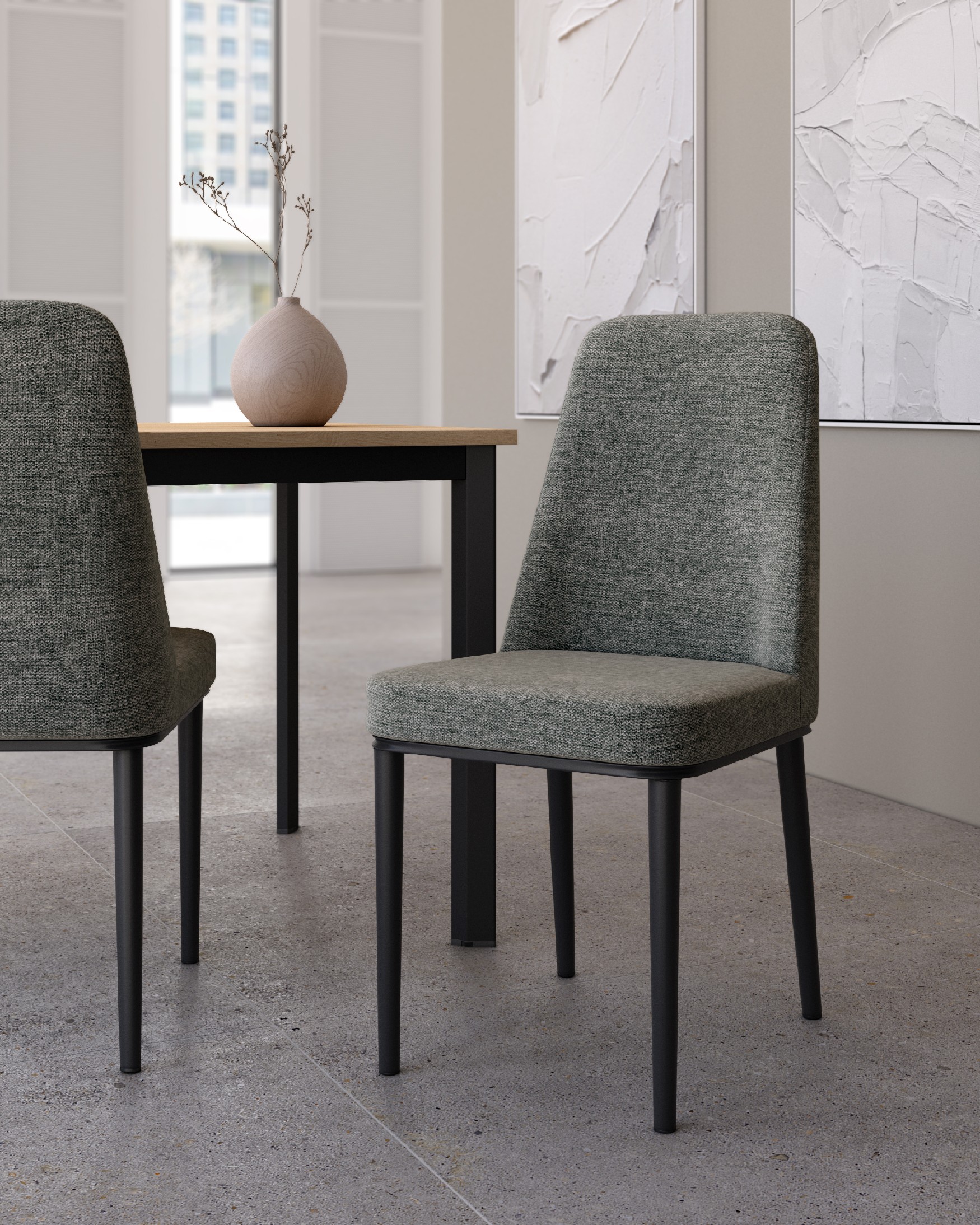Silla Oslo con tapizado gris 10 y patas negras
