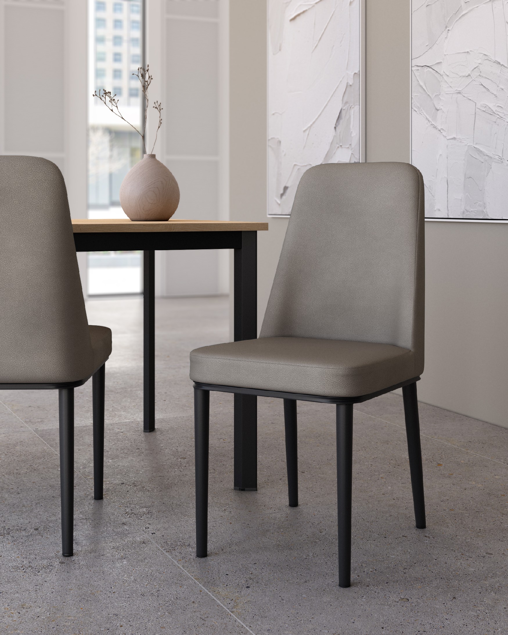 Silla Oslo con tapizado gris 99 y patas negras
