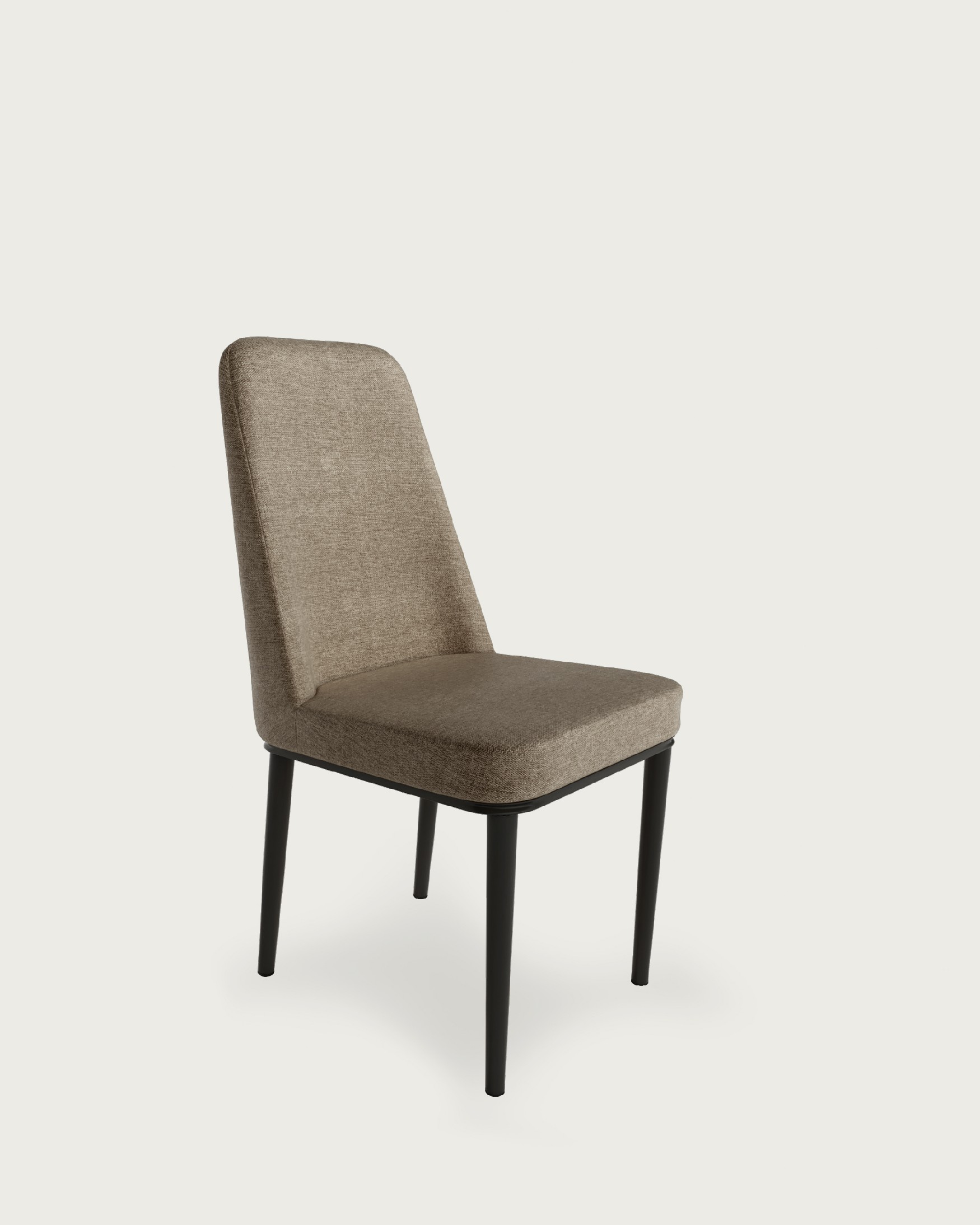 Silla Oslo con tapizado marron y patas negras