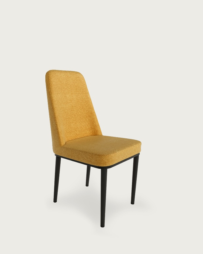 Oslo chair with mustard upholstery and black legs