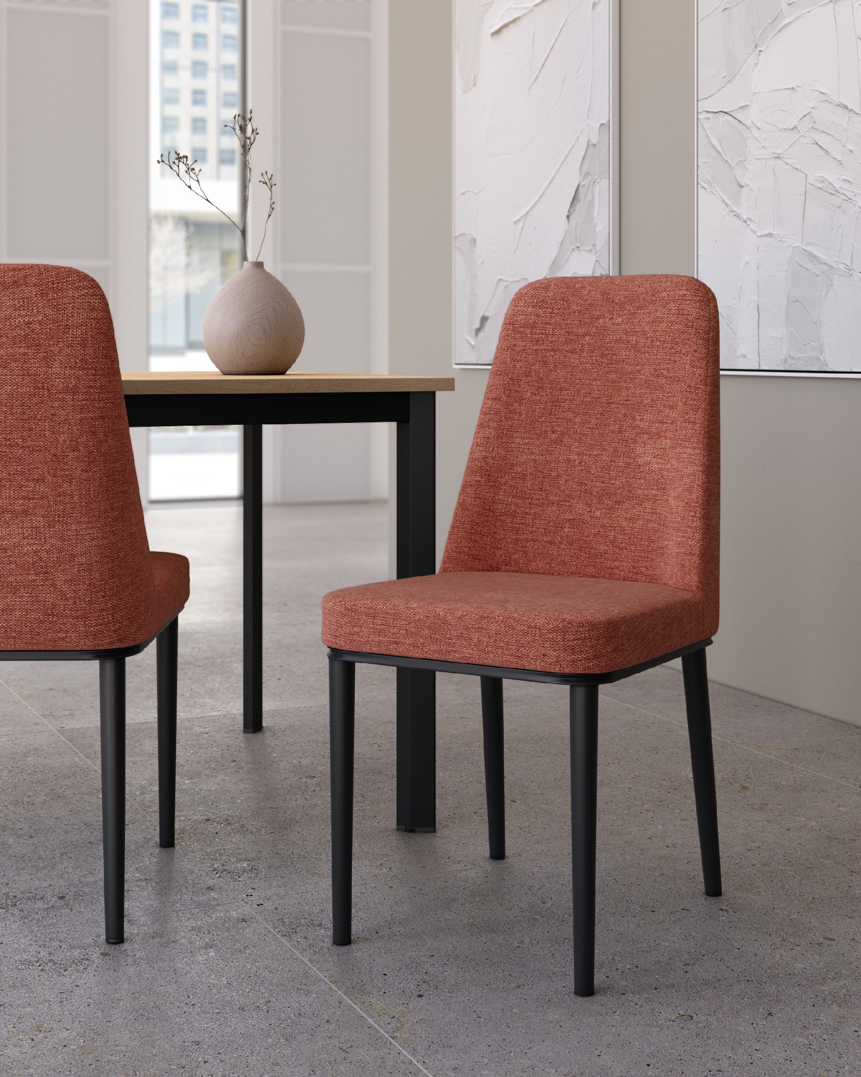 Silla Oslo con tapizado salmon y patas negras