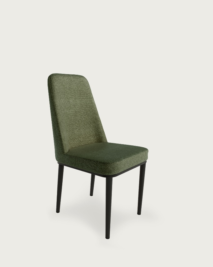 Oslo chair with green upholstery and black legs