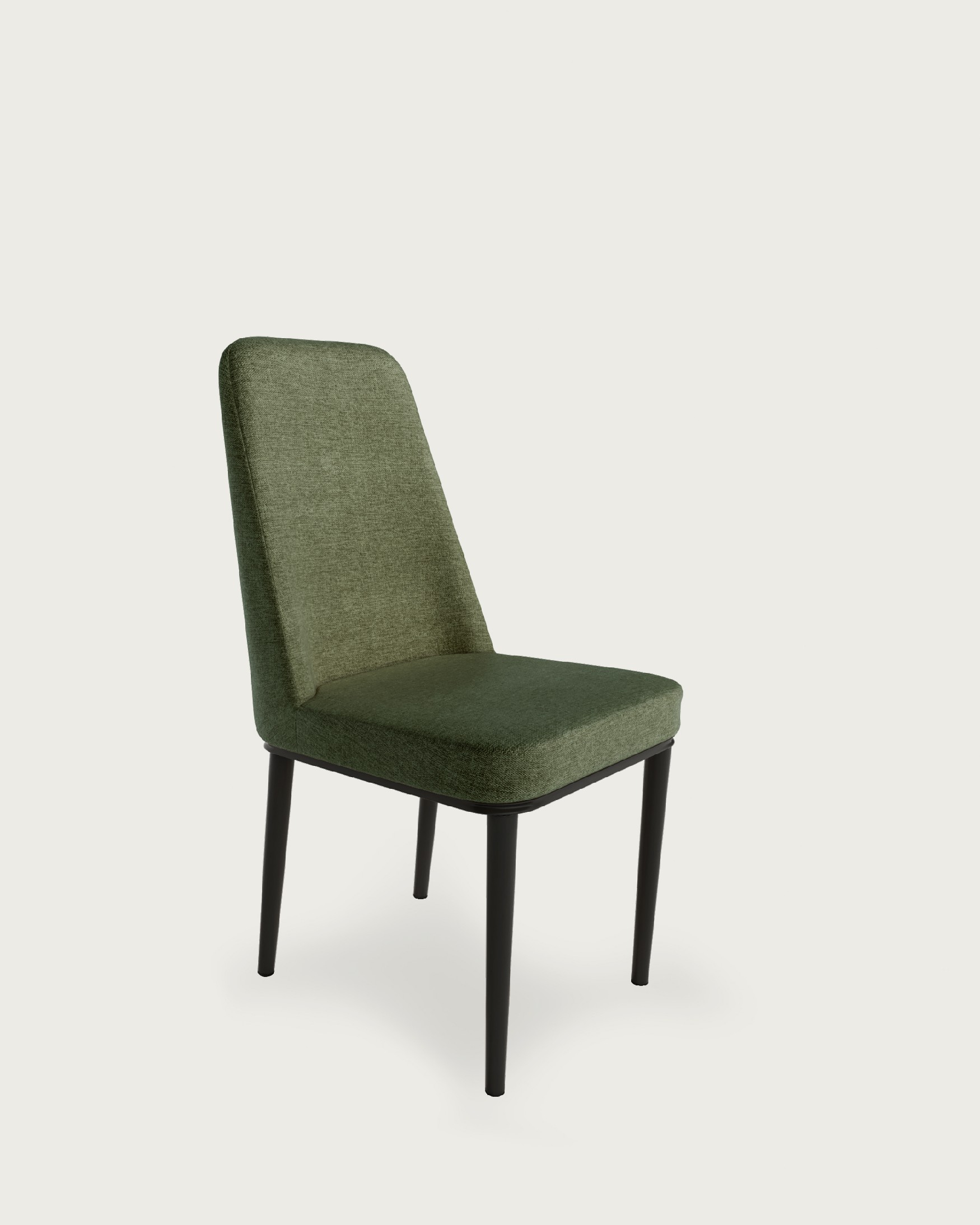 Silla Oslo con tapizado verde y patas negras