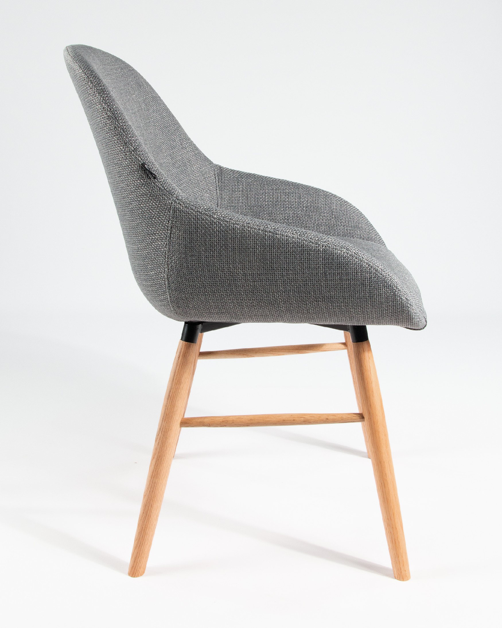 Ottawa chair with gray upholstery and wooden legs