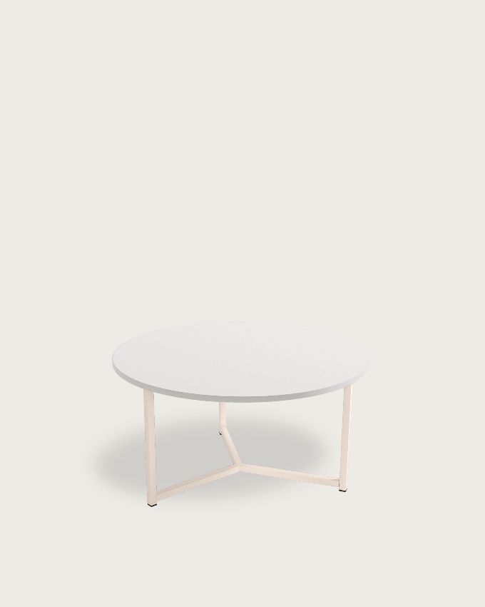 Pacífico round side table with extra white melamine top and ivory metal leg Ø 80 cm