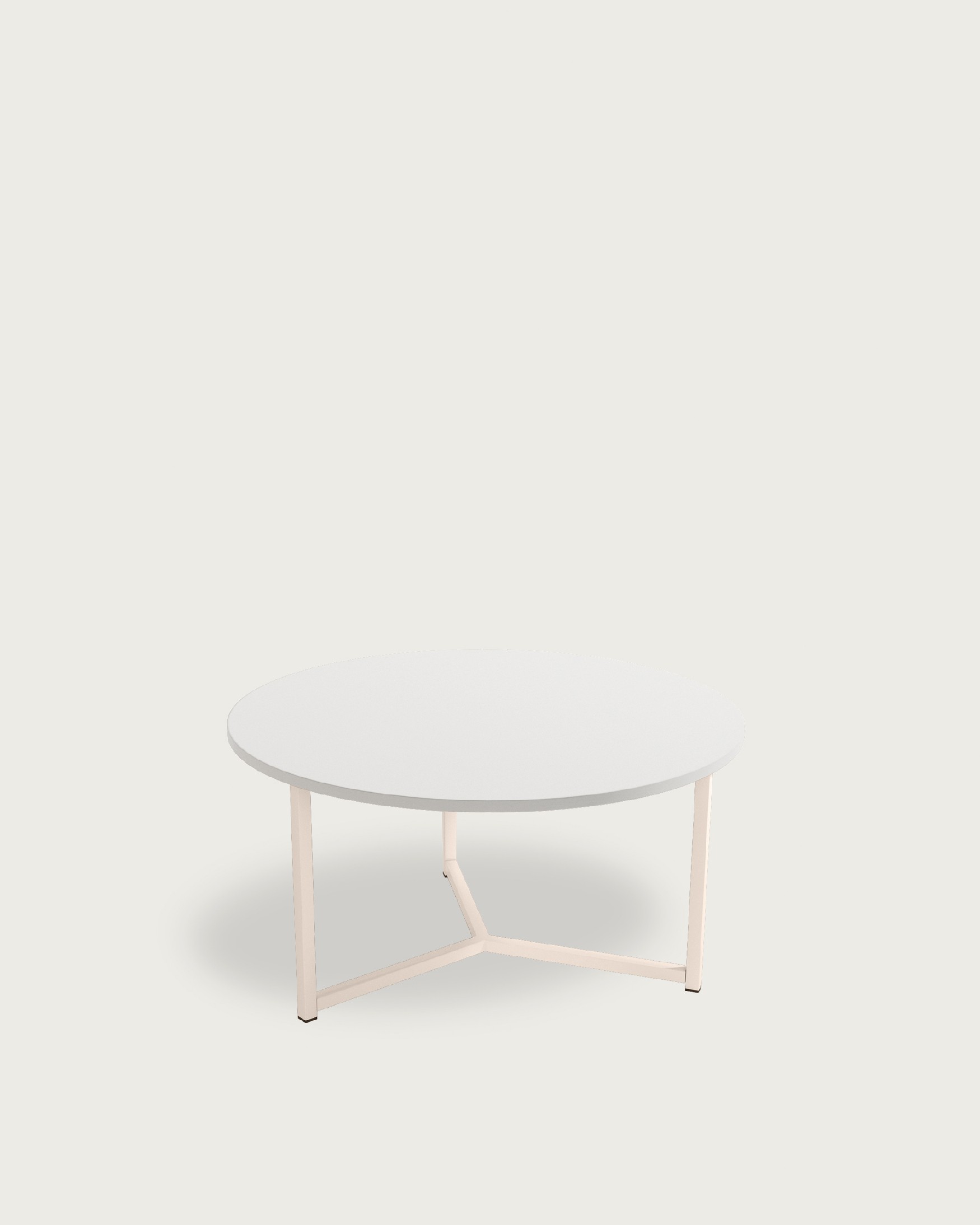 Table d'appoint Pacifique ronde avec plateau en mélamine blanche extra et pied métallique ivoire Ø 80 cm