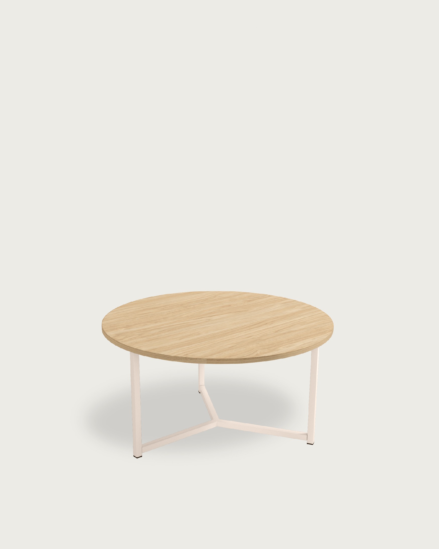 Round auxiliary table Pacífico with alpine melamine top and ivory metal leg Ø 80 cm