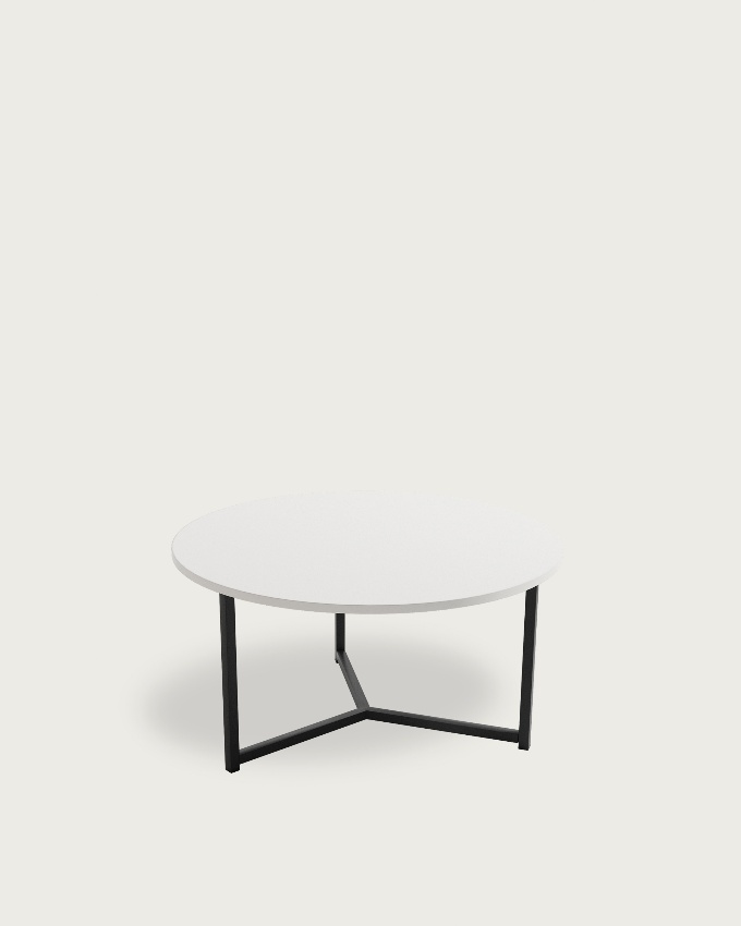 Round auxiliary table Pacific with extra white melamine top and black metal leg Ø 80 cm