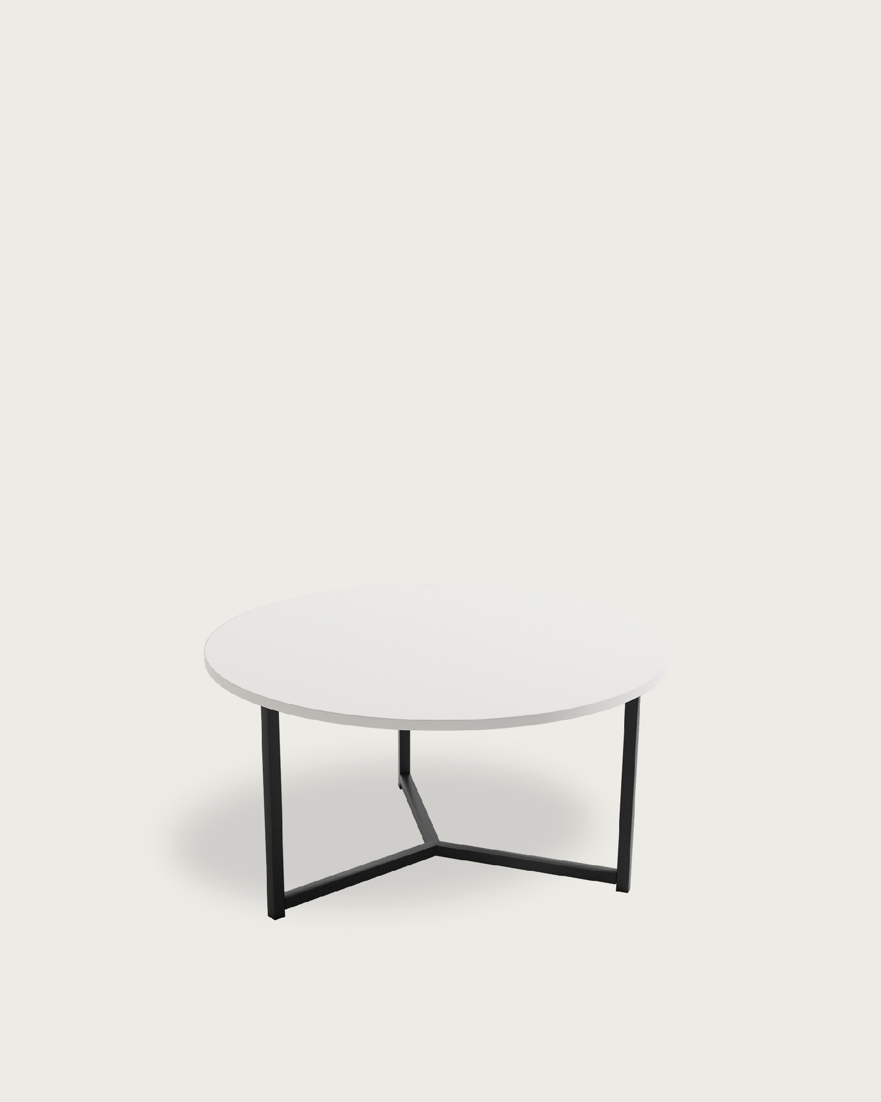 Table d'appoint Pacifique ronde avec plateau en mélamine blanche extra et pied métallique noir Ø 80 cm