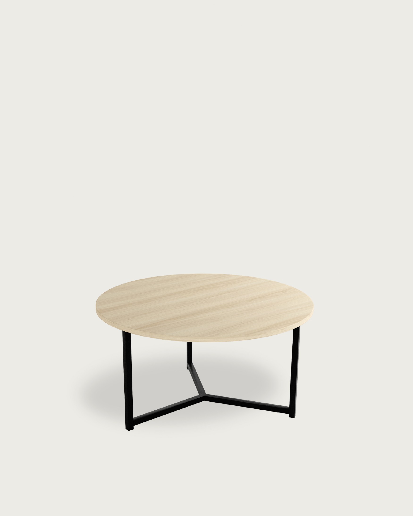 Pacífico round side table with elm melamine top and black metal leg Ø 80 cm