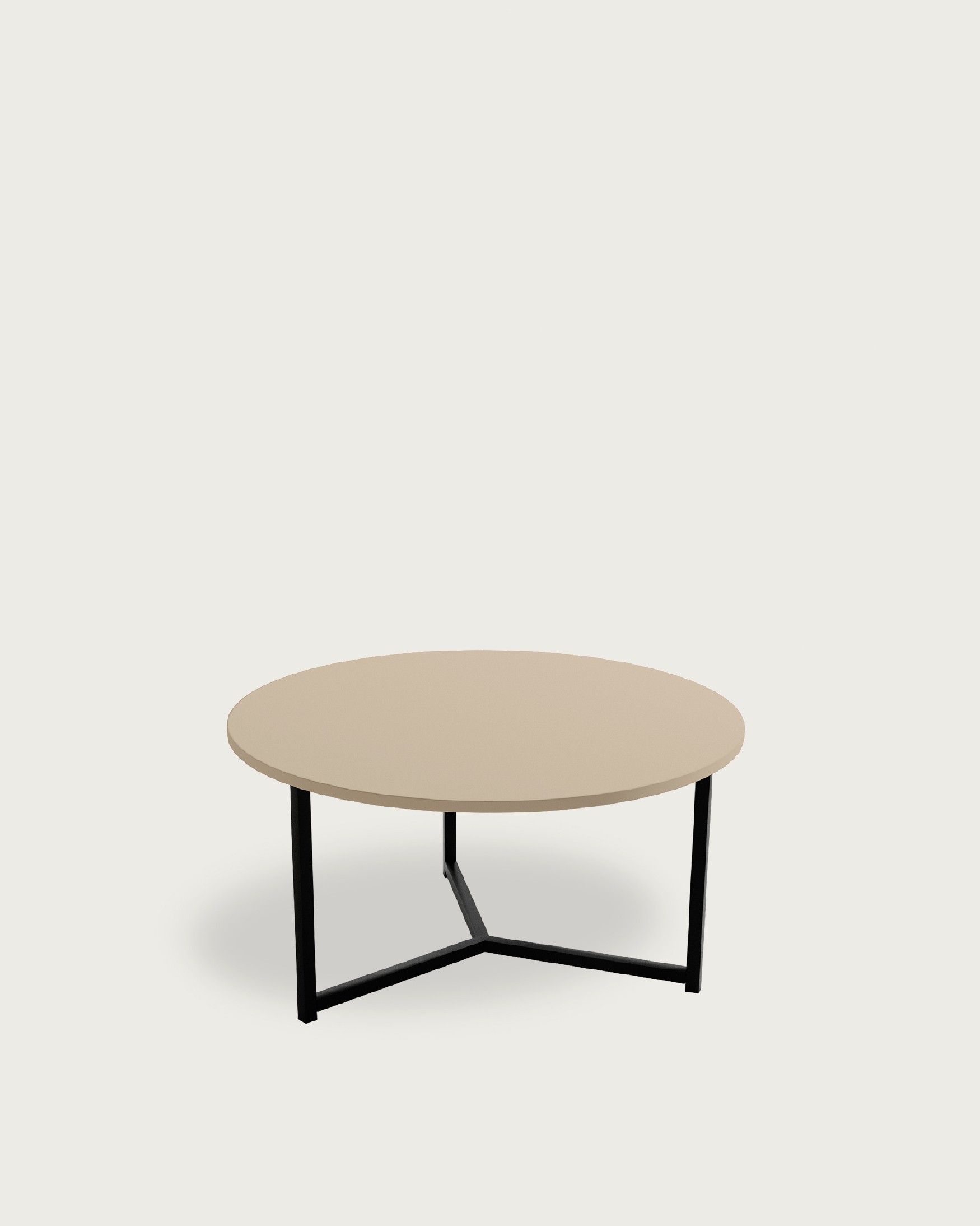 Table d'appoint Pacifique ronde avec plateau en mélamine perle et pied en métal noir Ø 80 cm