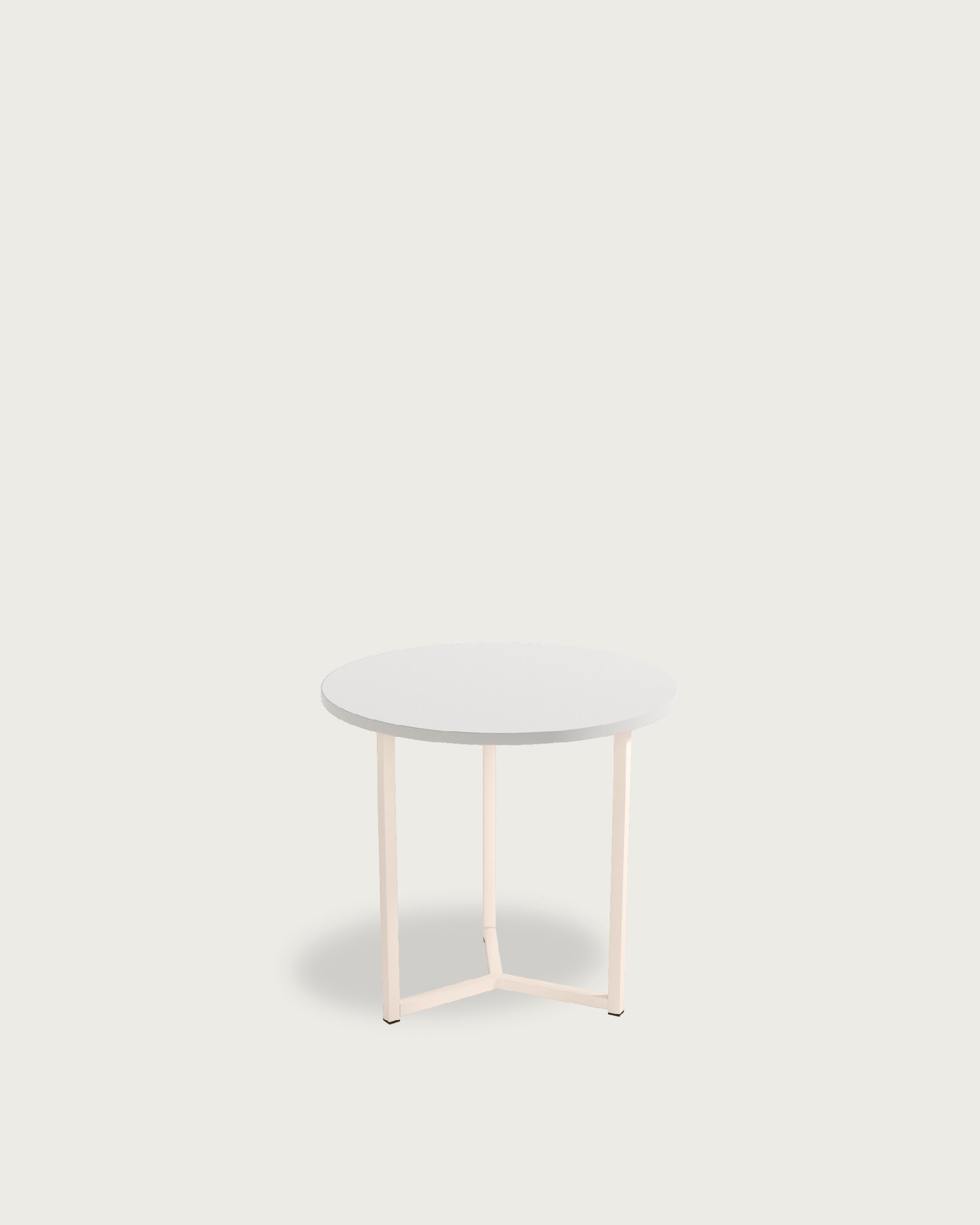 Table d'appoint Pacifique ronde avec plateau en mélamine blanc extra et pied en métal ivoire Ø 50 cm