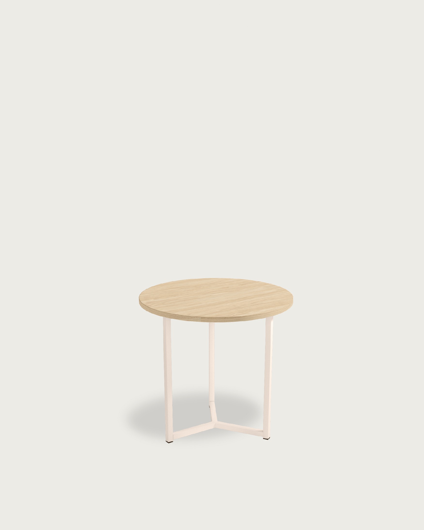 Pacífico round side table with alpine melamine top and ivory metal leg Ø 50 cm