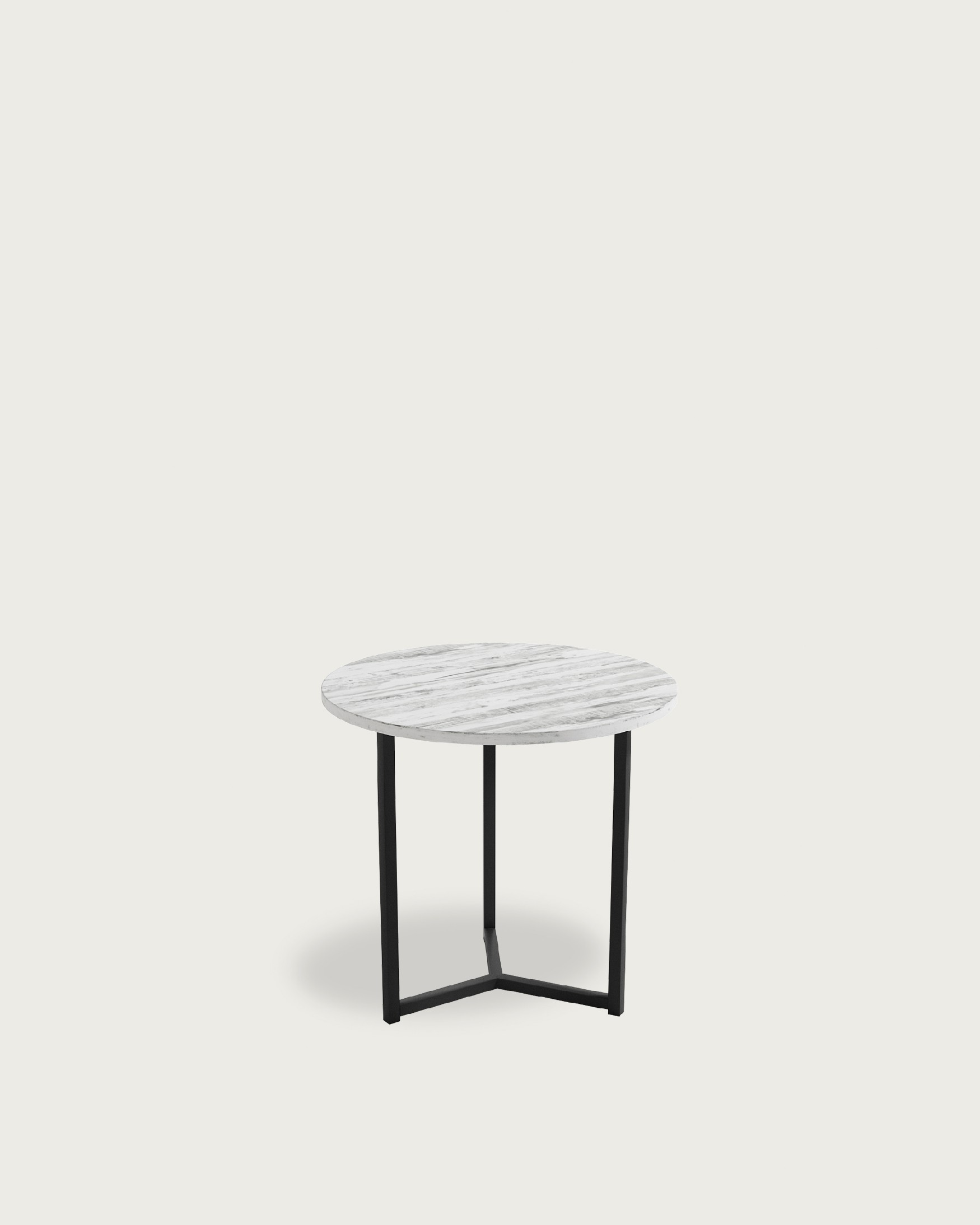 Table d'appoint Pacifique ronde avec plateau en mélamine artic et pied en métal noir Ø 50 cm