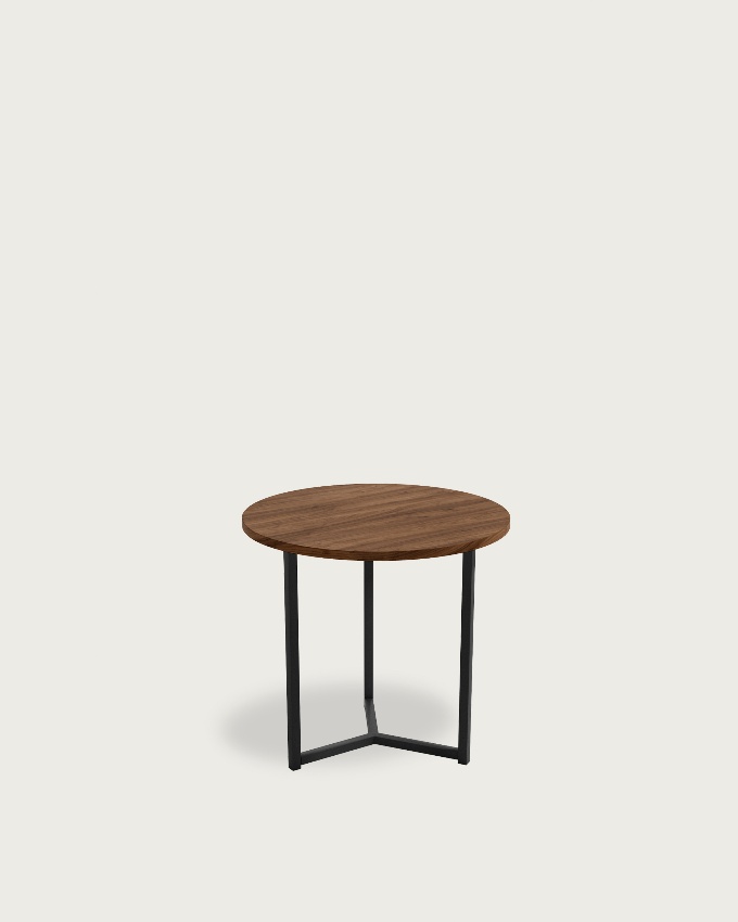 Table d'appoint Pacífico ronde avec plateau en mélamine java et pied métallique noir Ø 50 cm
