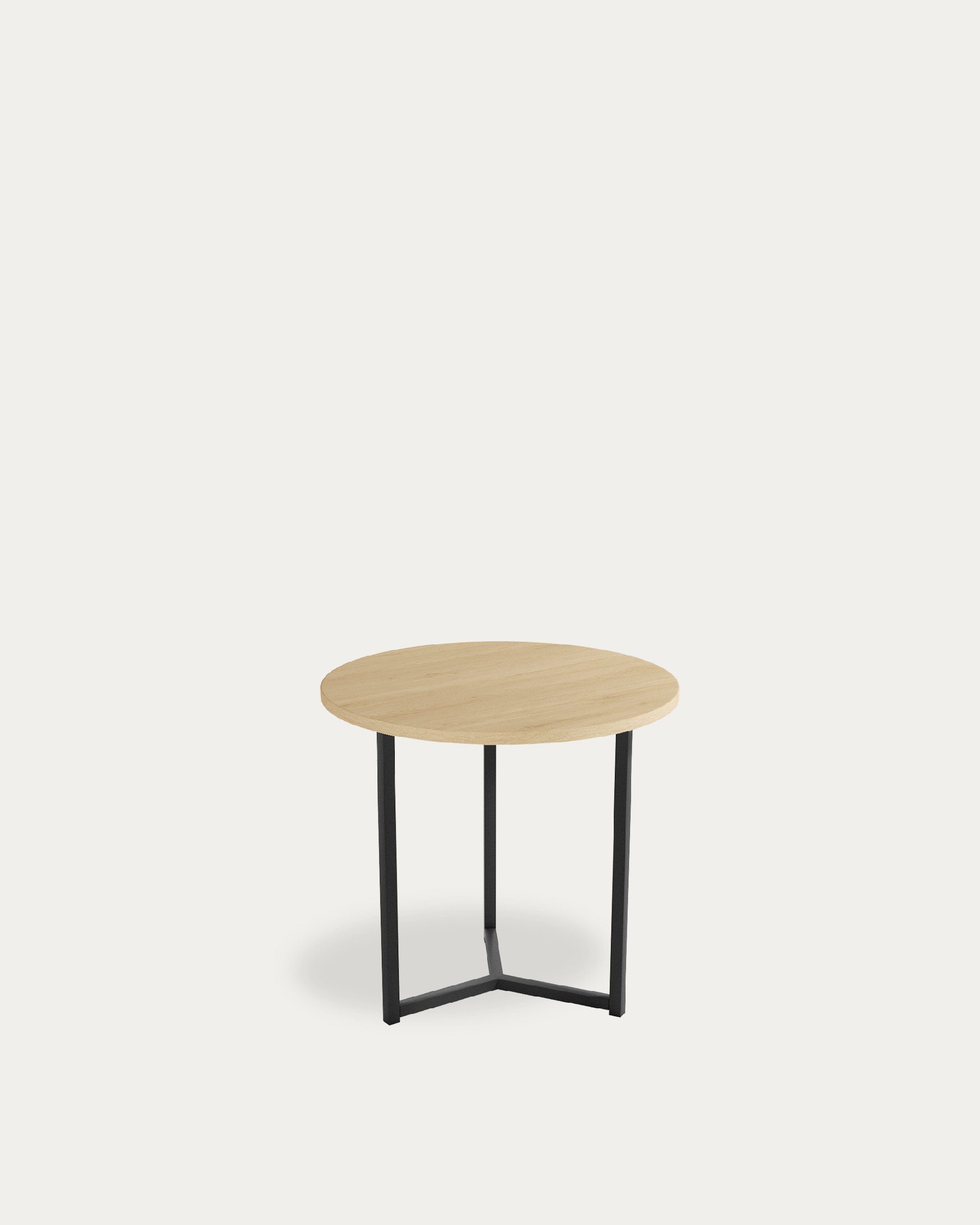 Table d'appoint Pacifique ronde avec plateau en mélamine chêne naturel et pied métallique noir Ø 50 cm