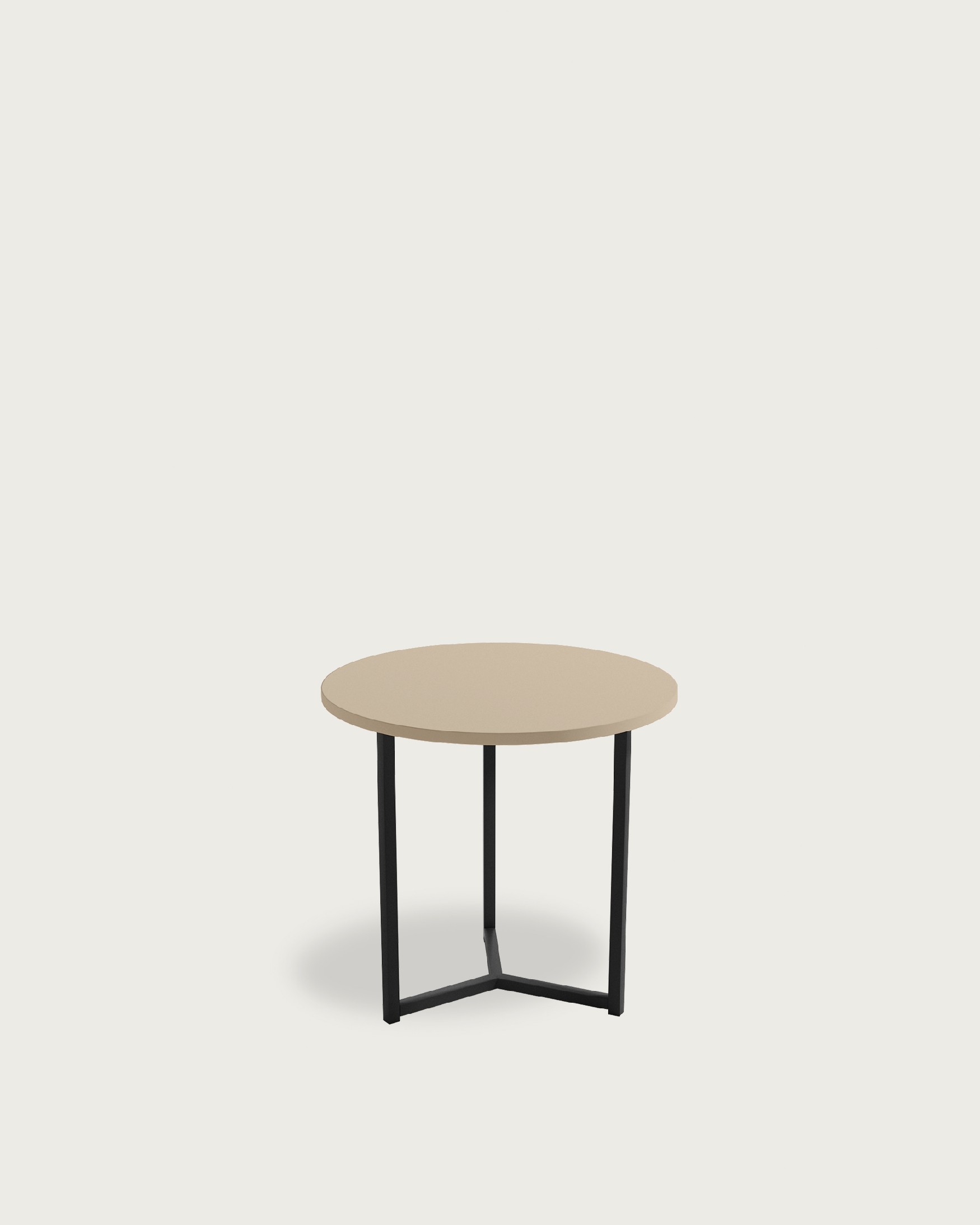 Round Pacífico side table with pearl melamine top and black metal leg Ø 50 cm