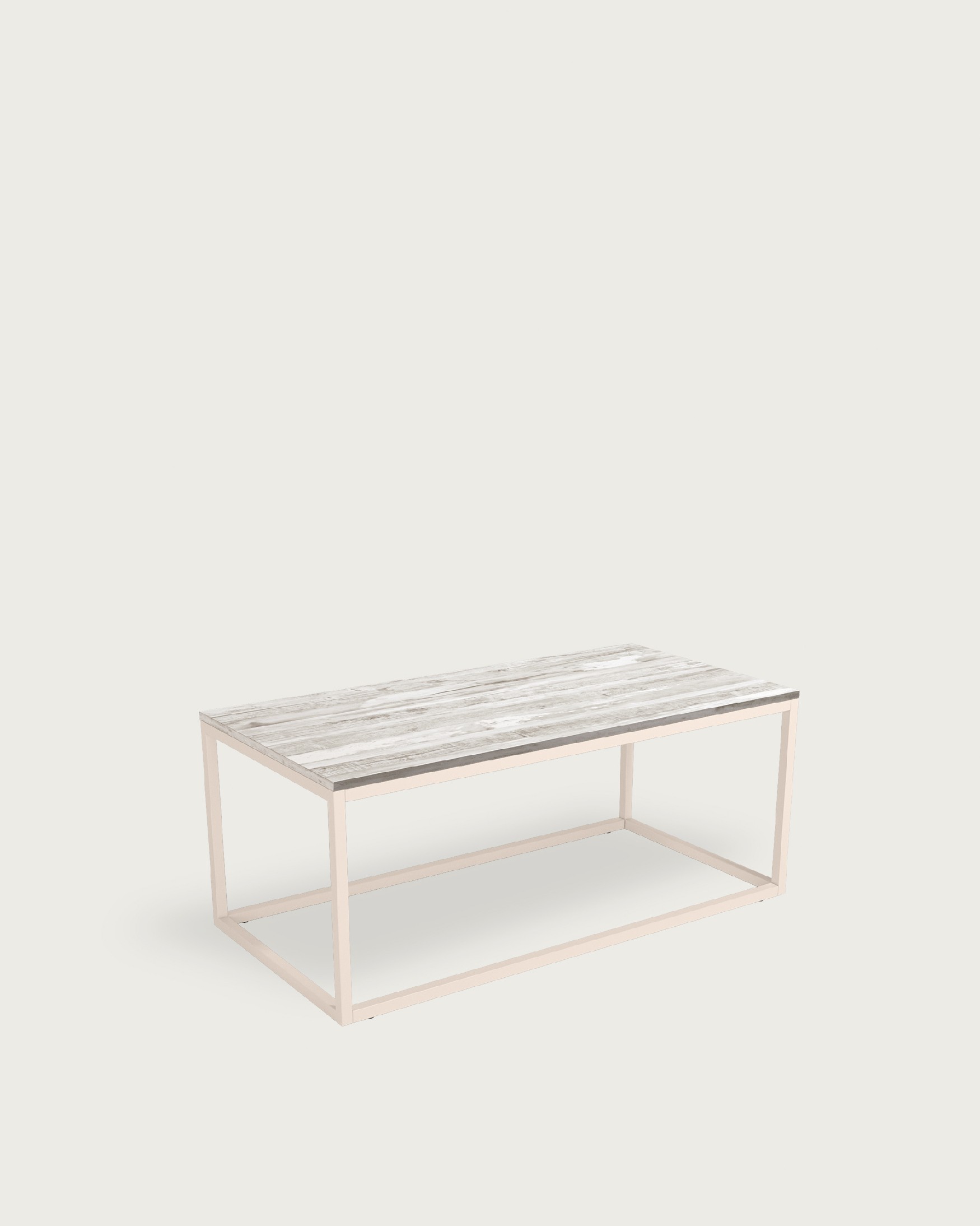 Table d'appoint Pacífico avec plateau en mélamine artic et pied en métal ivoire 100 x 50 cm