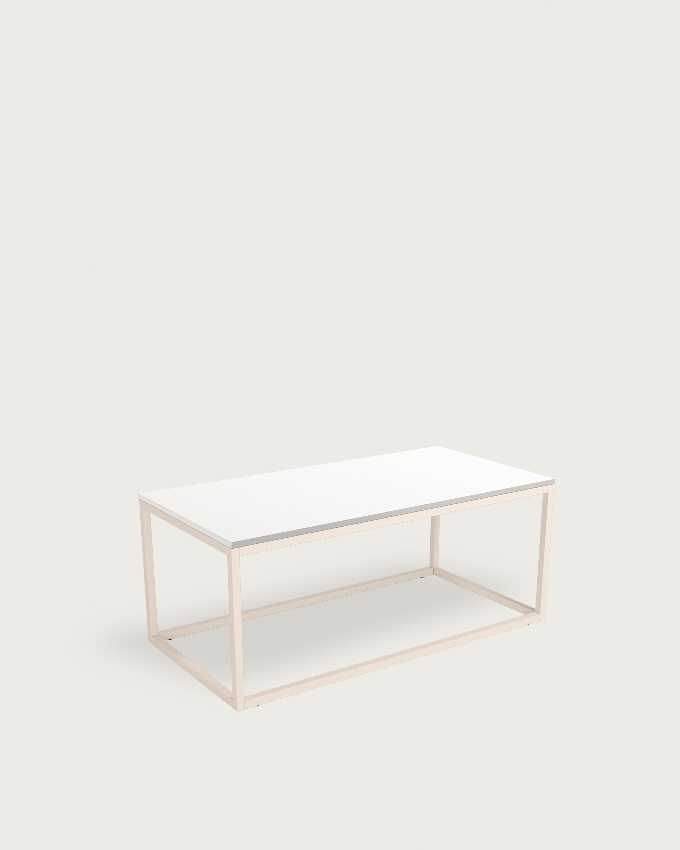 Pacífico side table with extra white melamine top and ivory metal leg 100 x 50 cm
