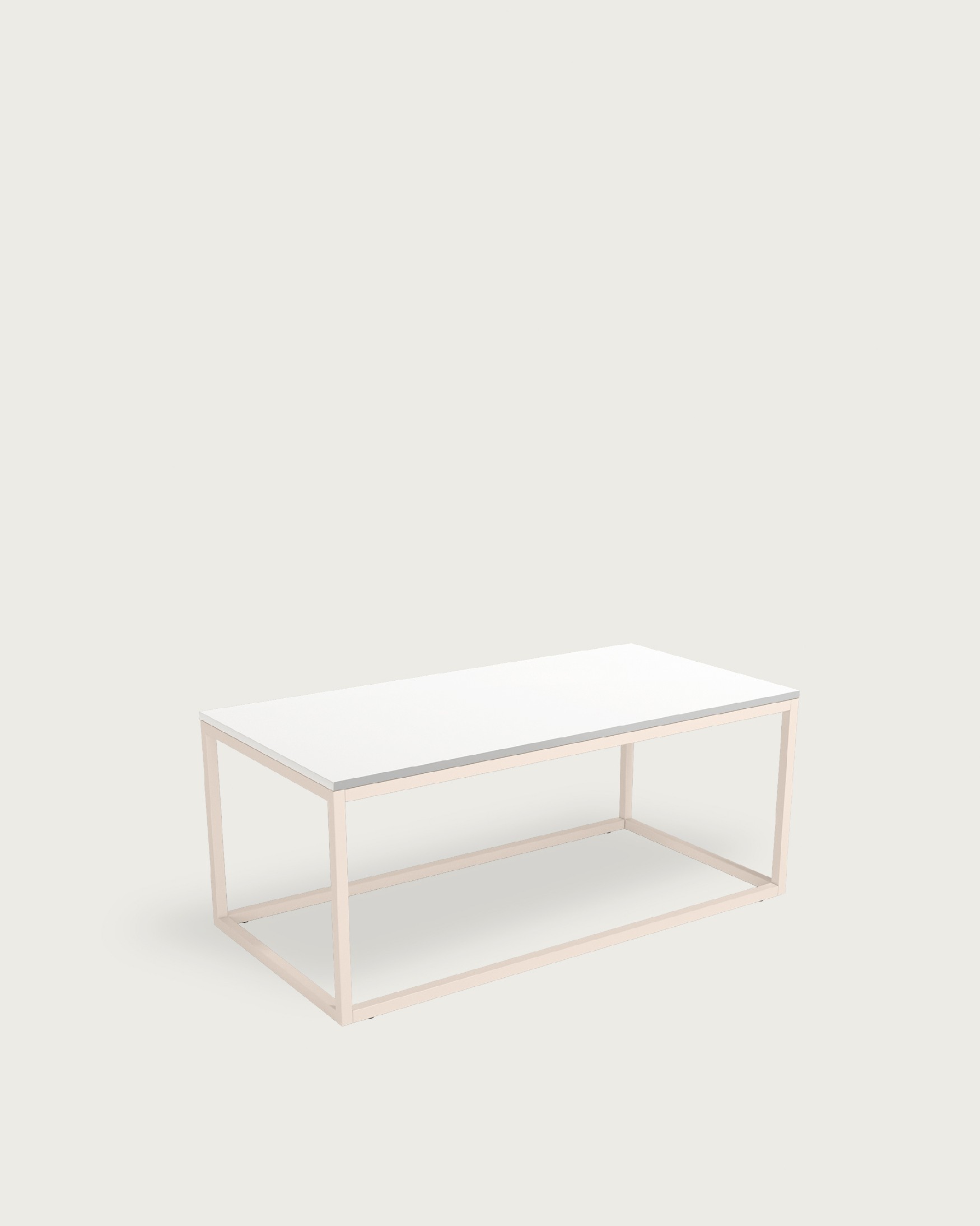 Table d'appoint Pacífico avec plateau en mélamine blanche extra et pied en métal ivoire 100 x 50 cm