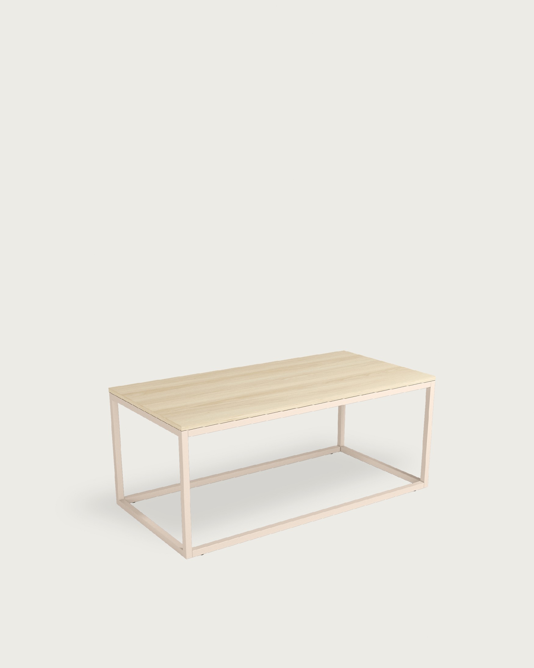 Table d'appoint Pacífico avec plateau en mélamine chêne et pied métallique ivoire 100 x 50 cm