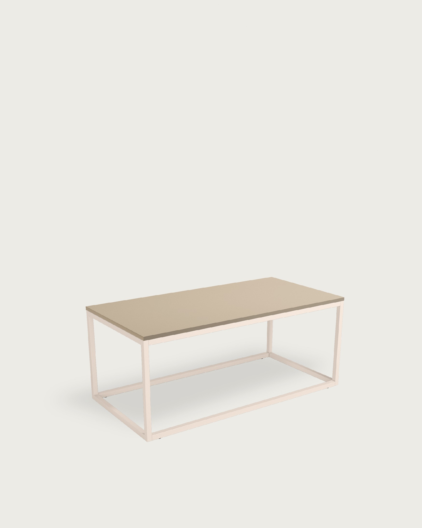 Pacífico side table with pearl melamine top and ivory metal leg 100 x 50 cm