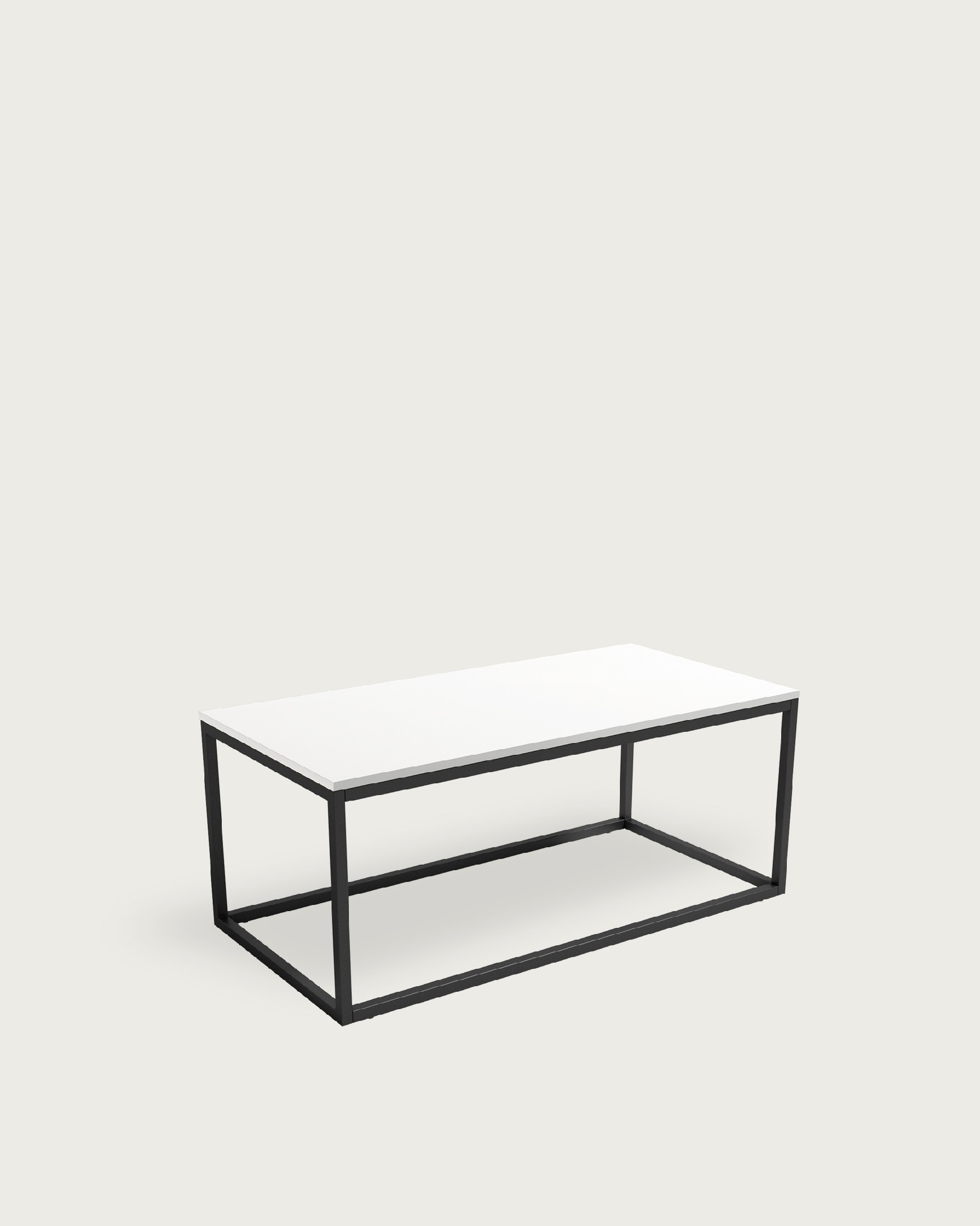 Table d'appoint Pacífico avec plateau en mélamine soul blanc et pied métallique noir 100 x 50 cm