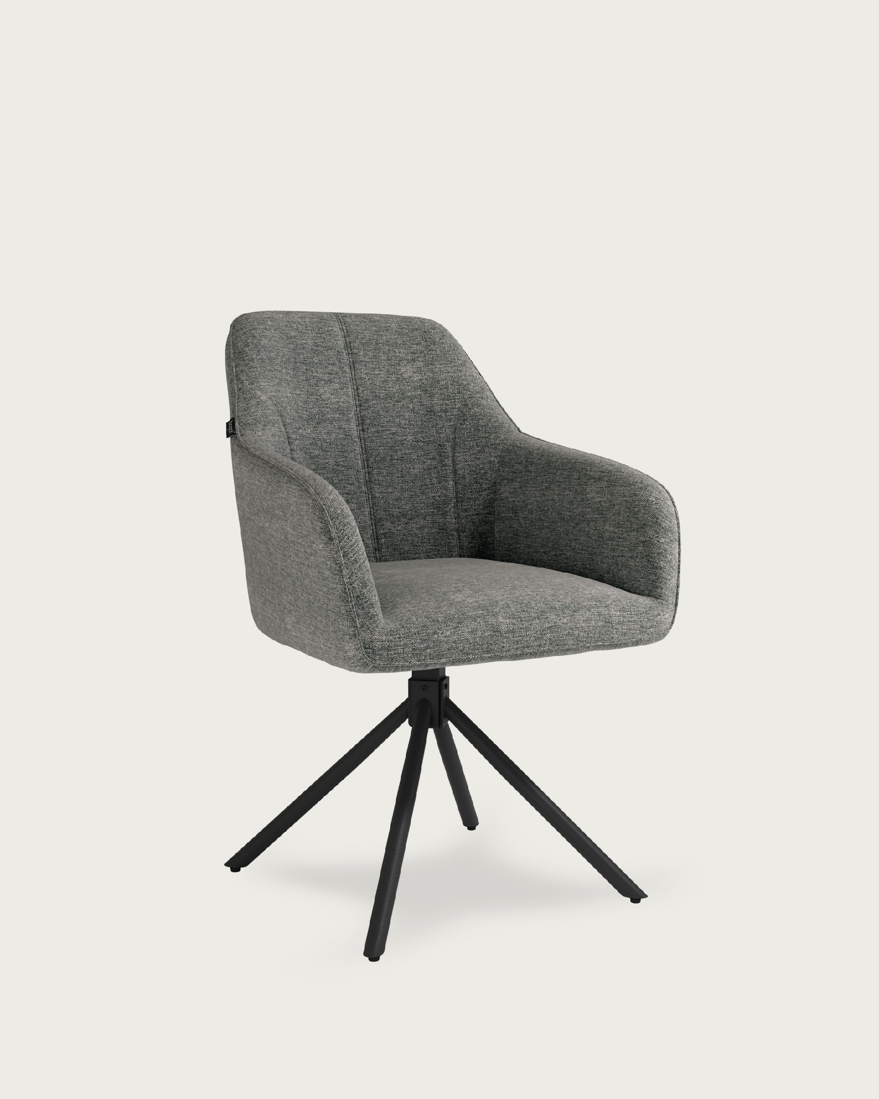 Palermo chair with gray upholstery and black metal legs, 180° swivel