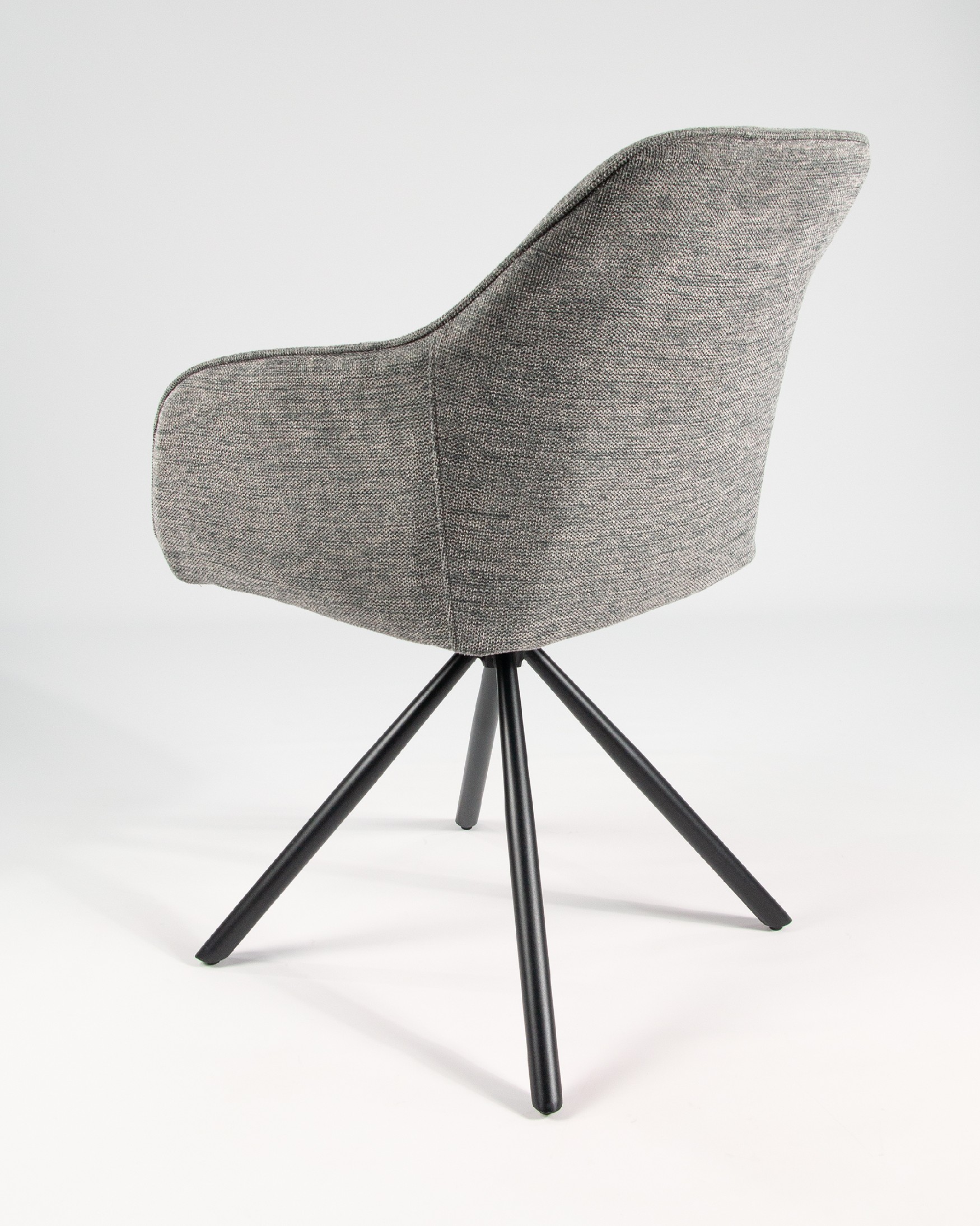 Palermo chair with gray upholstery and black metal legs, 180° swivel