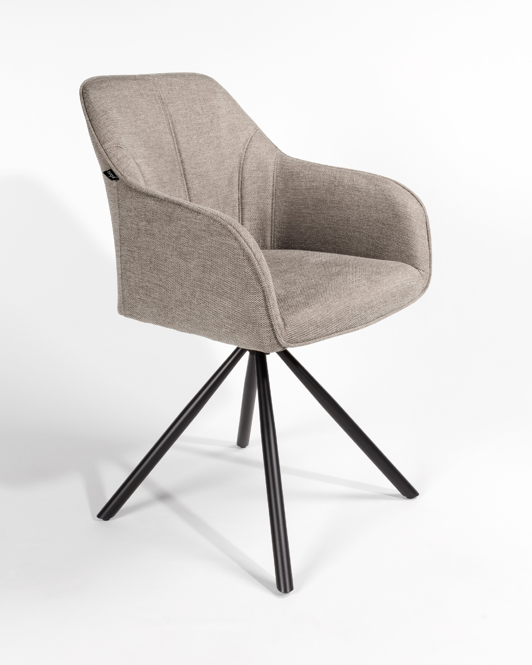 Palermo chair with brown upholstery and black metal legs, 180° swivel