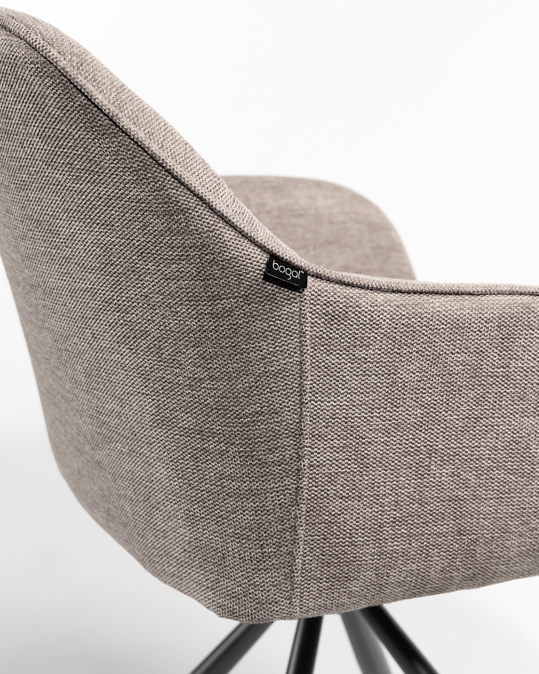 Palermo chair with brown upholstery and black metal legs, 180° swivel