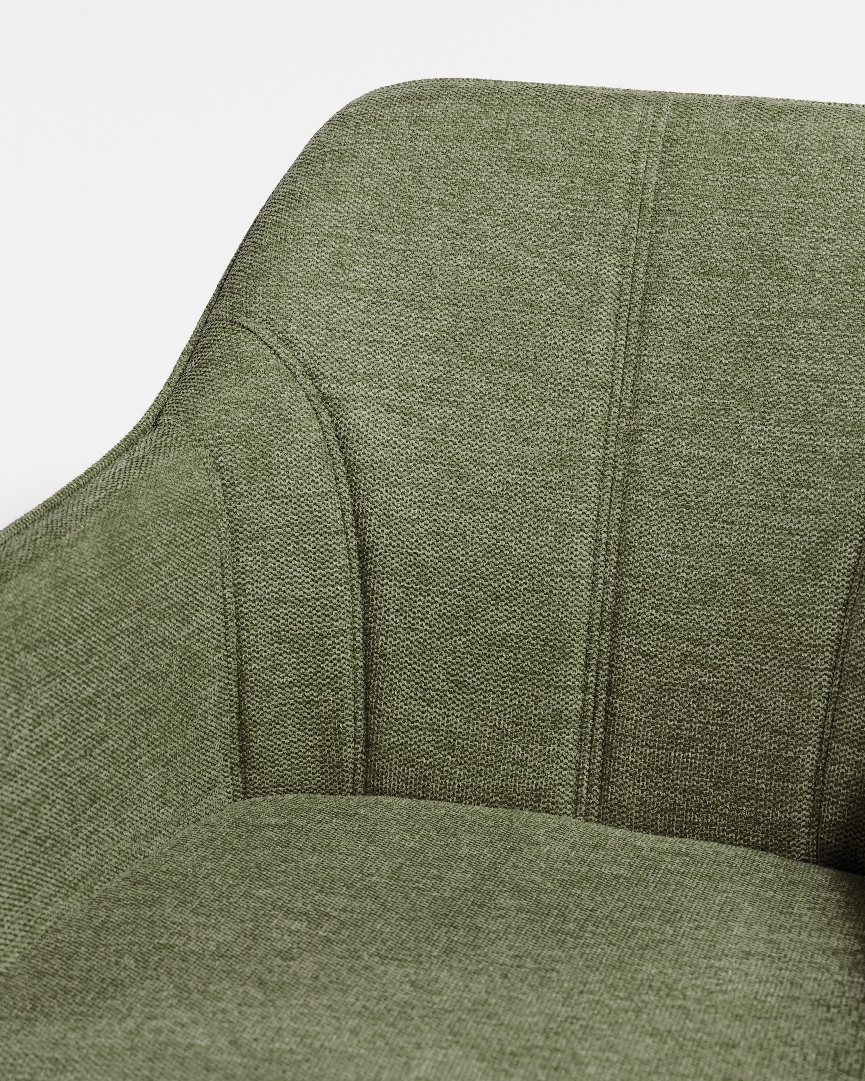 Palermo chair with green upholstery and black metal legs, 180° swivel