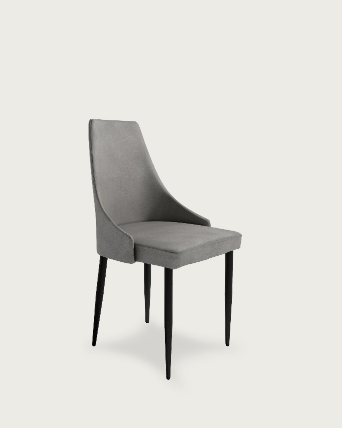 París chair with gray upholstery 99 and black legs