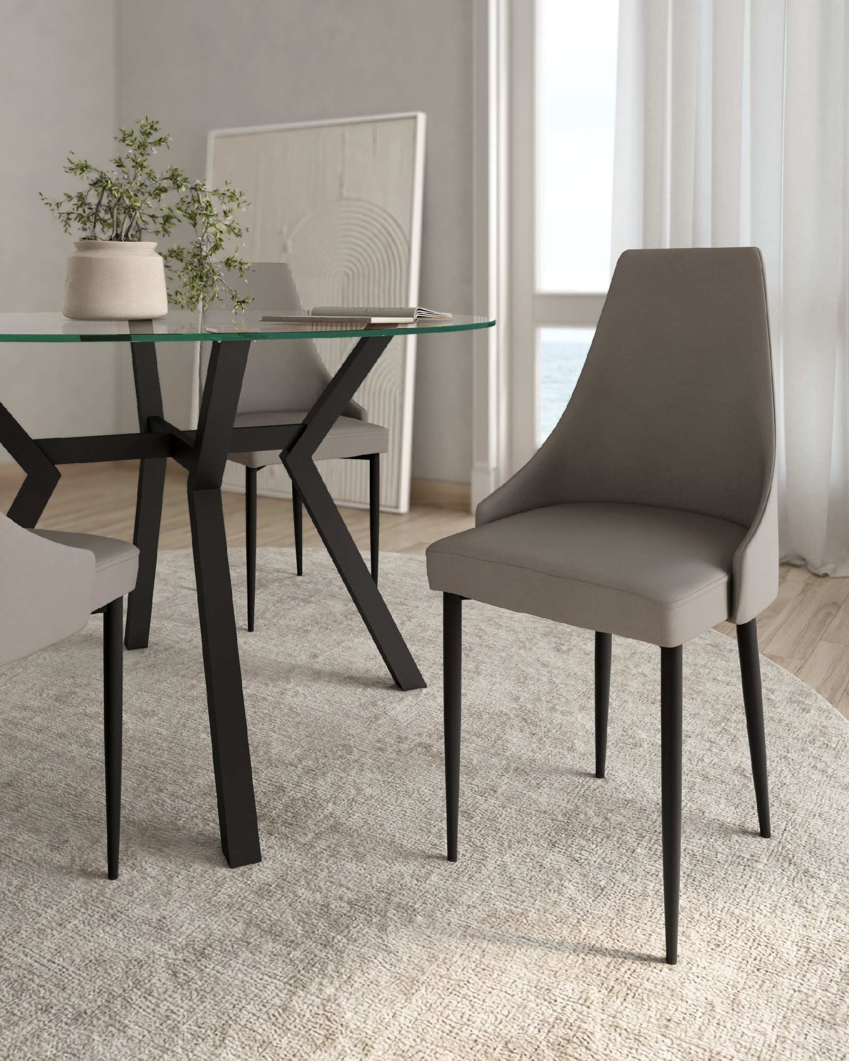 Silla París con tapizado gris 99 y patas negras